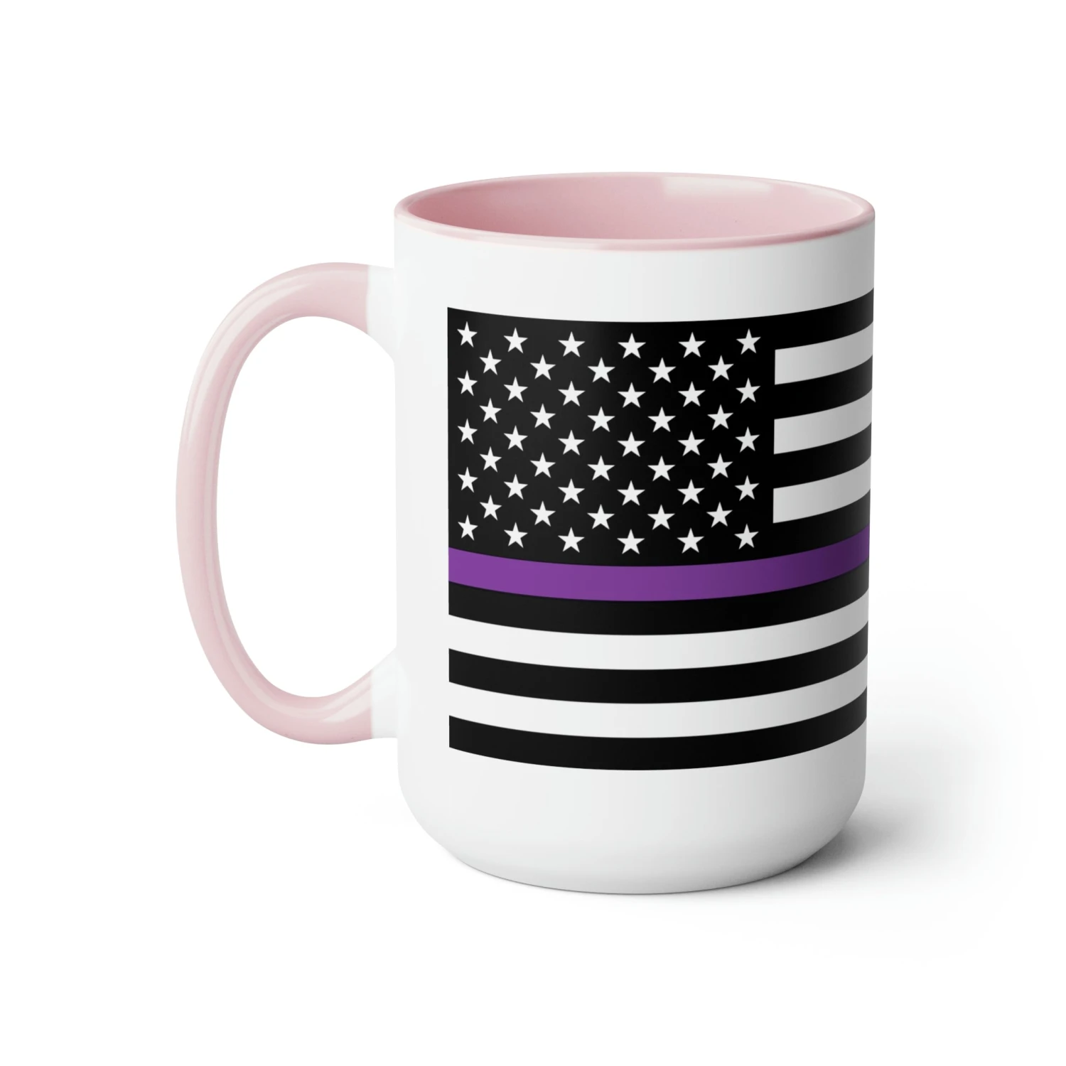 Two-Tone Thin Purple Line Flag Coffee Mugs, 15oz - Image 16