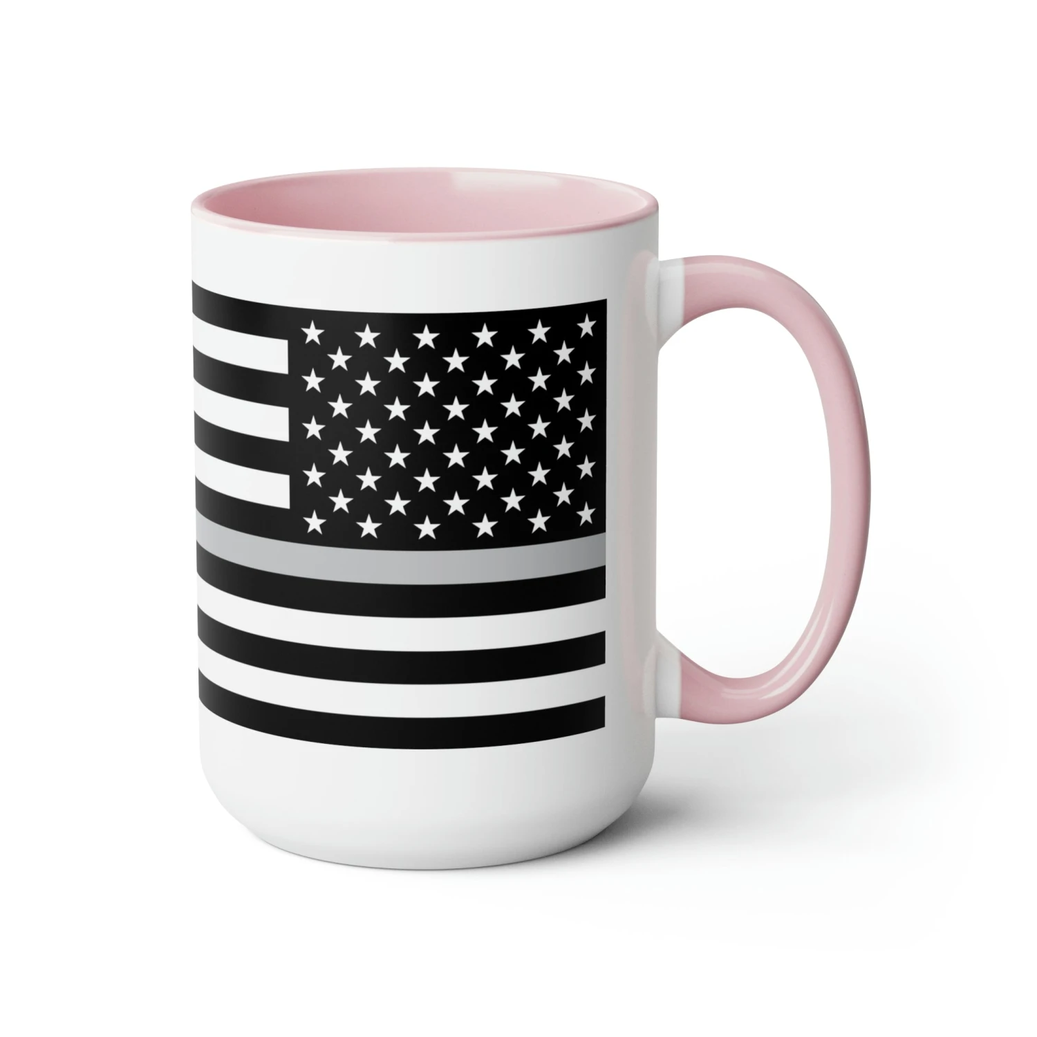 Two-Tone Thin Silver Line Flag Coffee Mugs, 15oz - Image 18