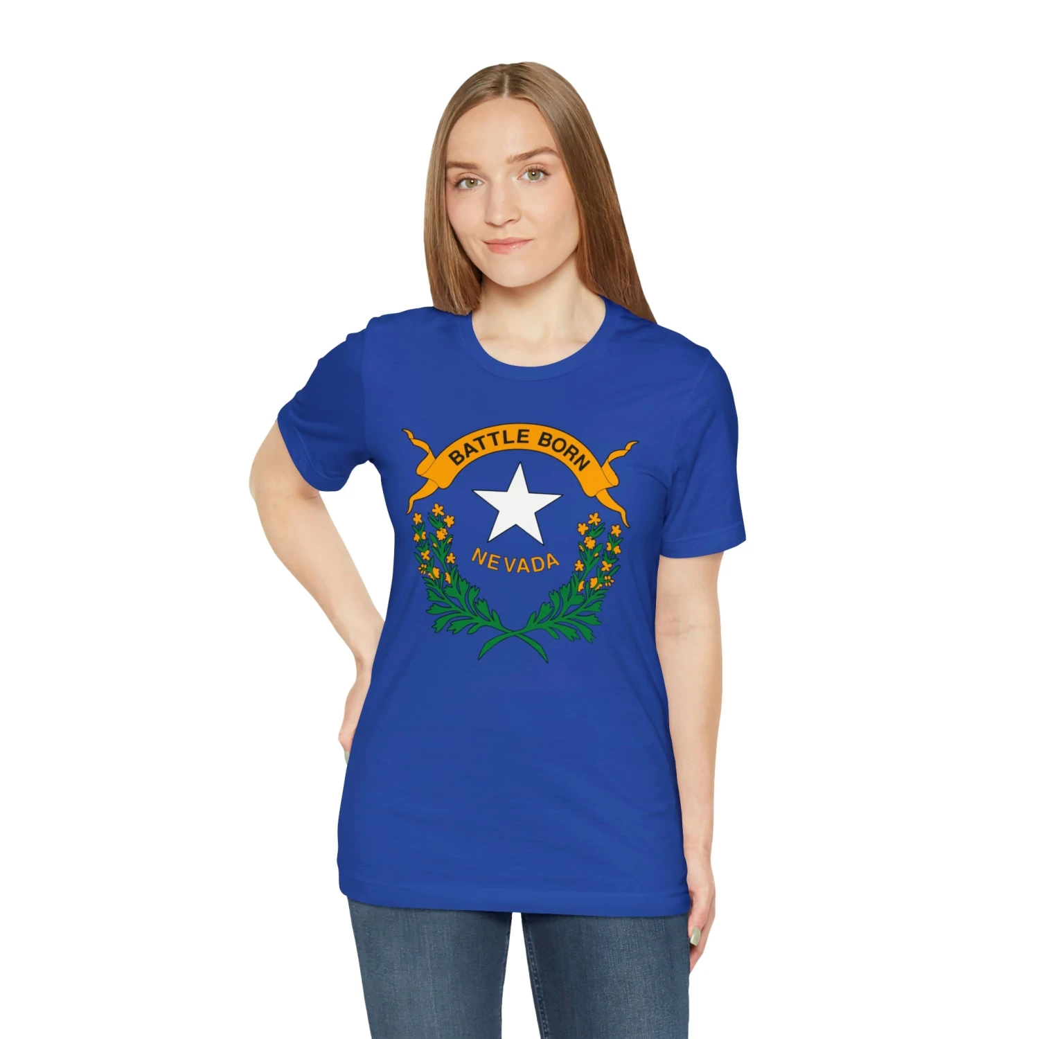 Nevada State Flag T Shirt: Bella + Canvas 3001 - Image 4