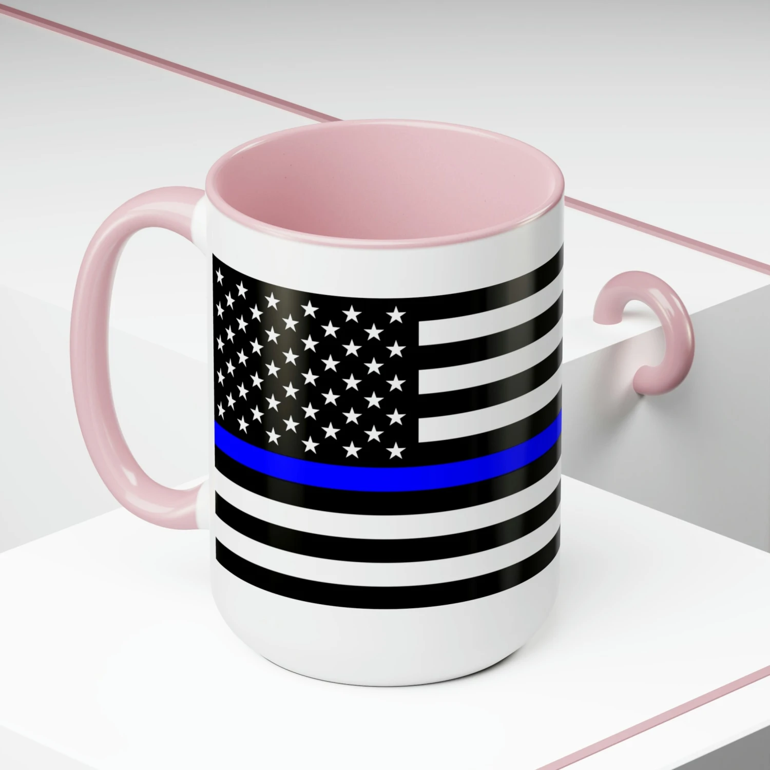 Two-Tone Thin Blue Line Flag Coffee Mugs, 15oz - Image 20