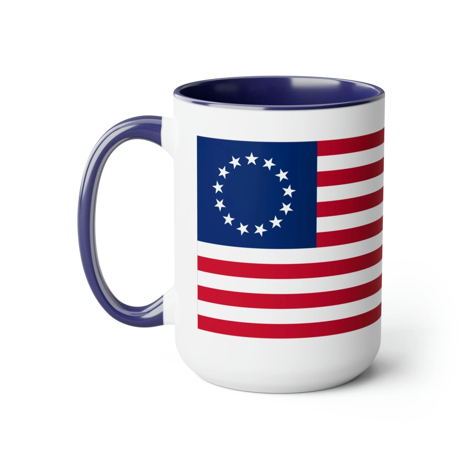 Two-Tone Betsy Ross Flag Coffee Mugs, 15oz - Image 11