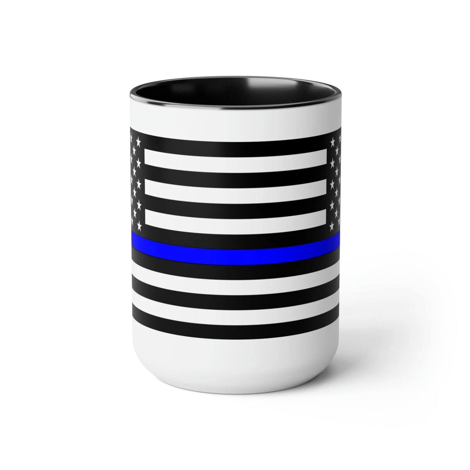 Two-Tone Thin Blue Line Flag Coffee Mugs, 15oz - Image 2