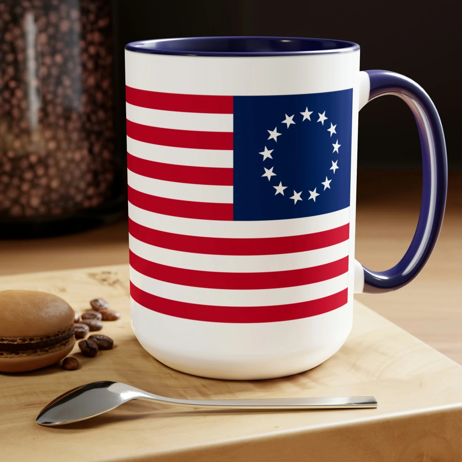 Two-Tone Betsy Ross Flag Coffee Mugs, 15oz - Image 14
