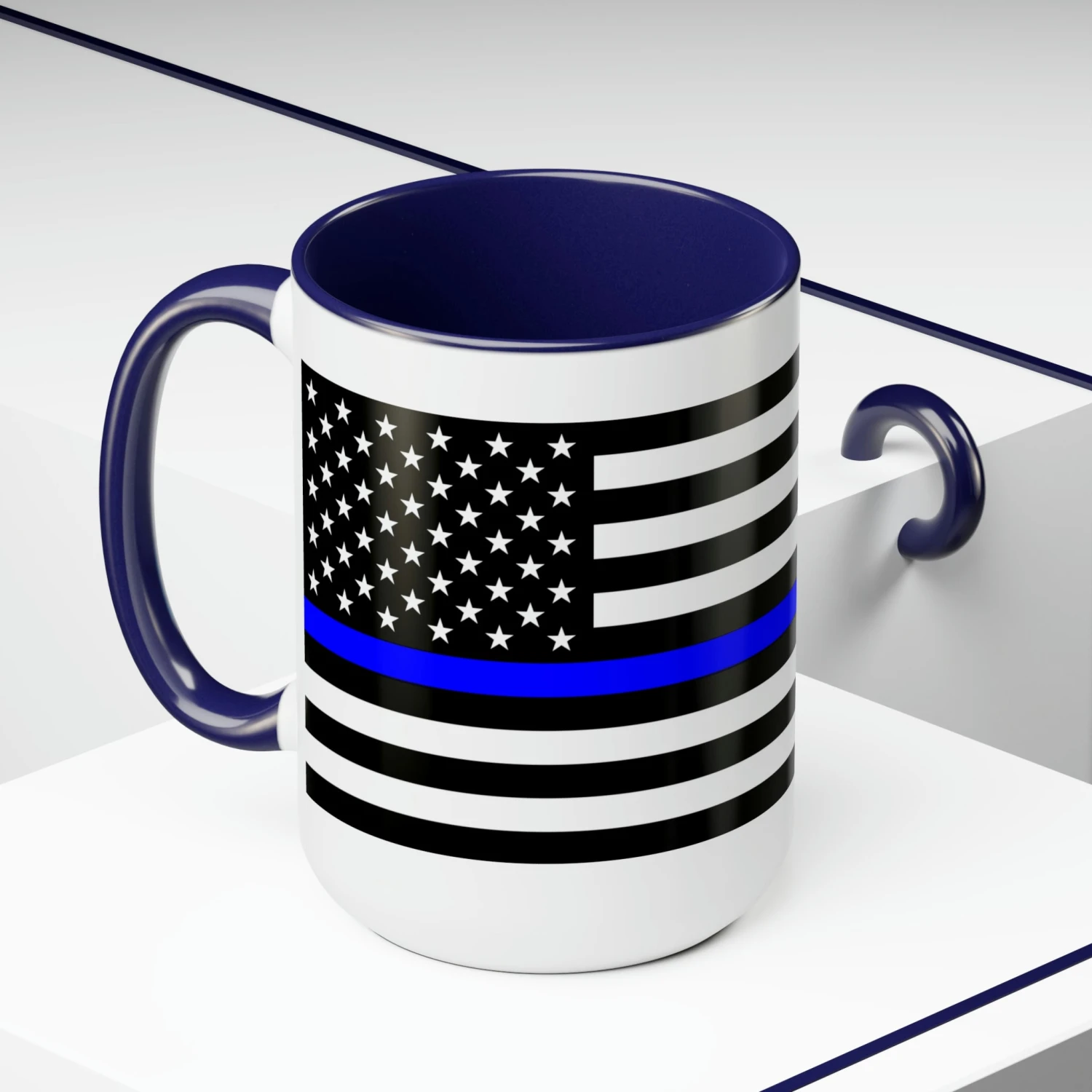 Two-Tone Thin Blue Line Flag Coffee Mugs, 15oz - Image 15
