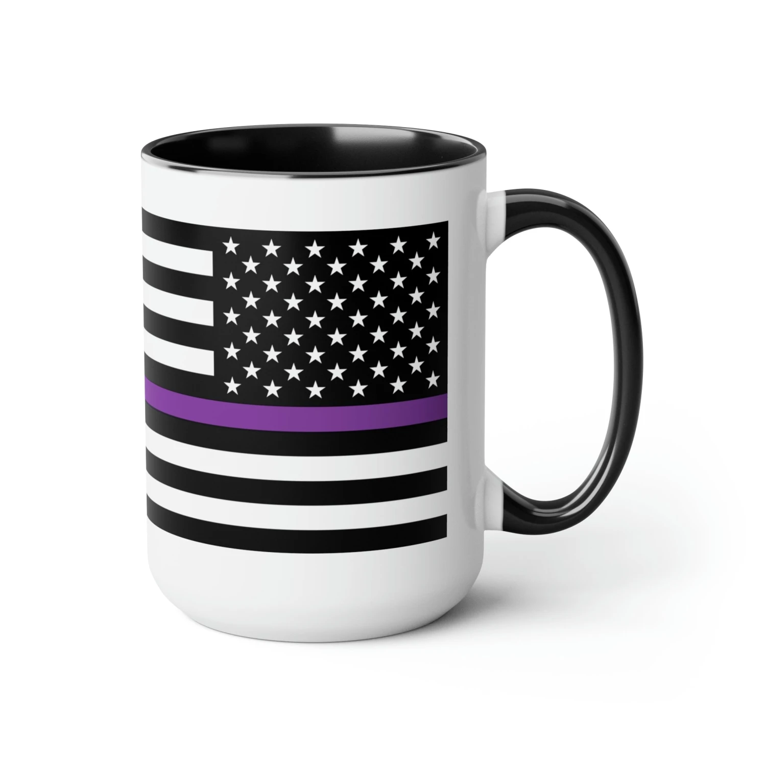 Two-Tone Thin Purple Line Flag Coffee Mugs, 15oz - Image 3