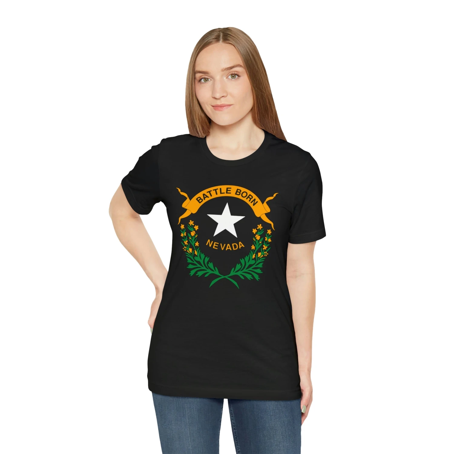 Nevada State Flag T Shirt: Bella + Canvas 3001 - Image 16