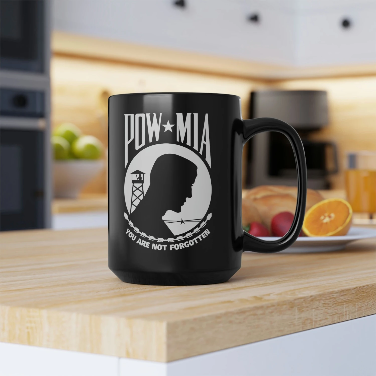 POW-MIA Flag Mug - 15 Oz Black Mug - Image 7