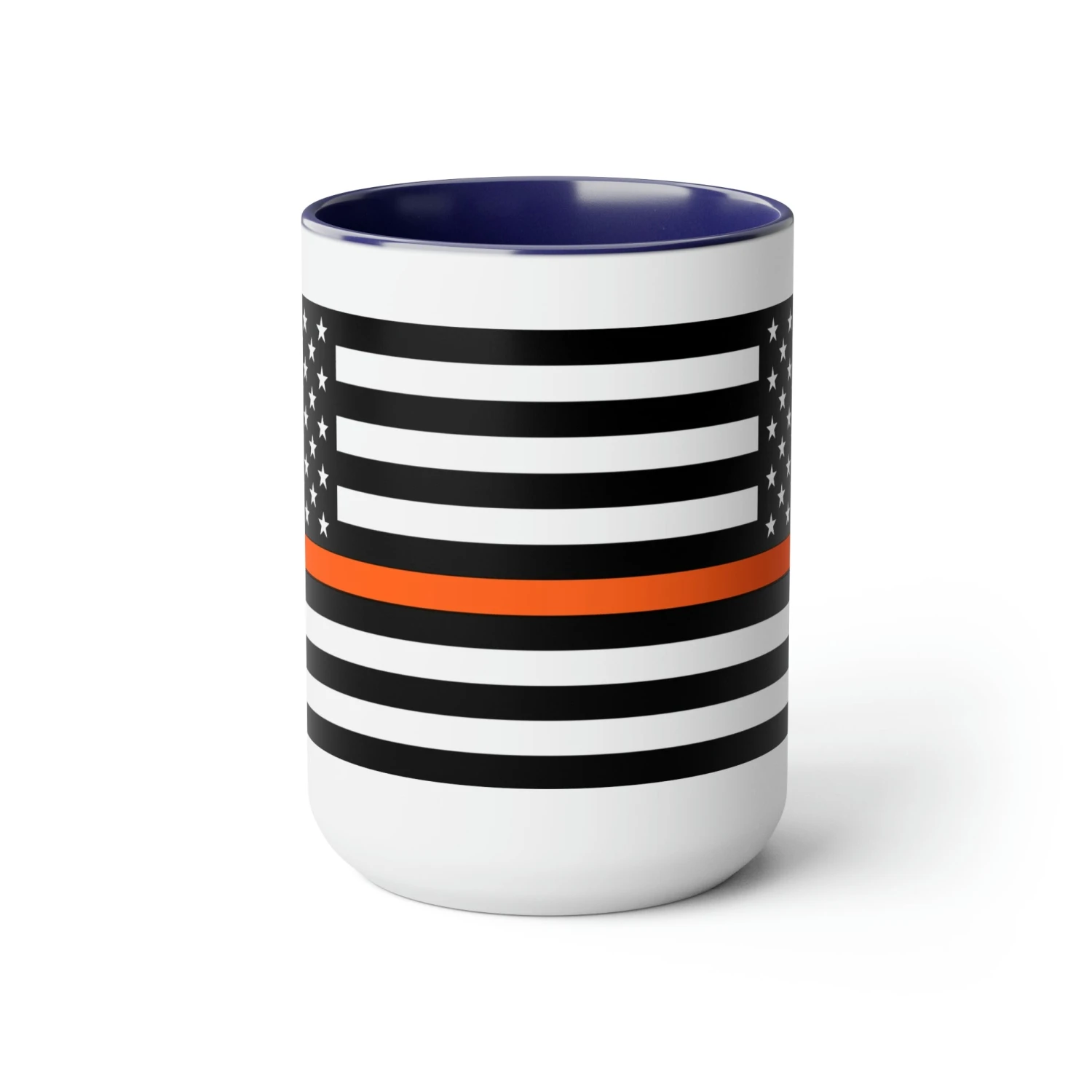 Two-Tone Thin Orange Line Flag Coffee Mugs, 15oz - Image 12