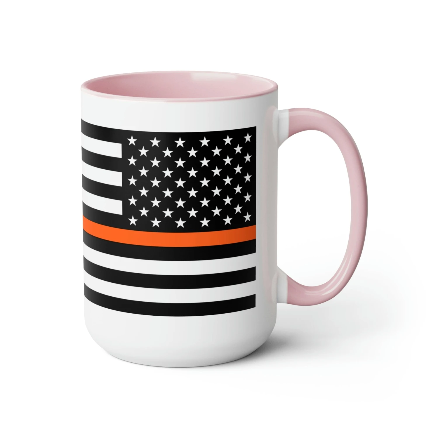 Two-Tone Thin Orange Line Flag Coffee Mugs, 15oz - Image 18