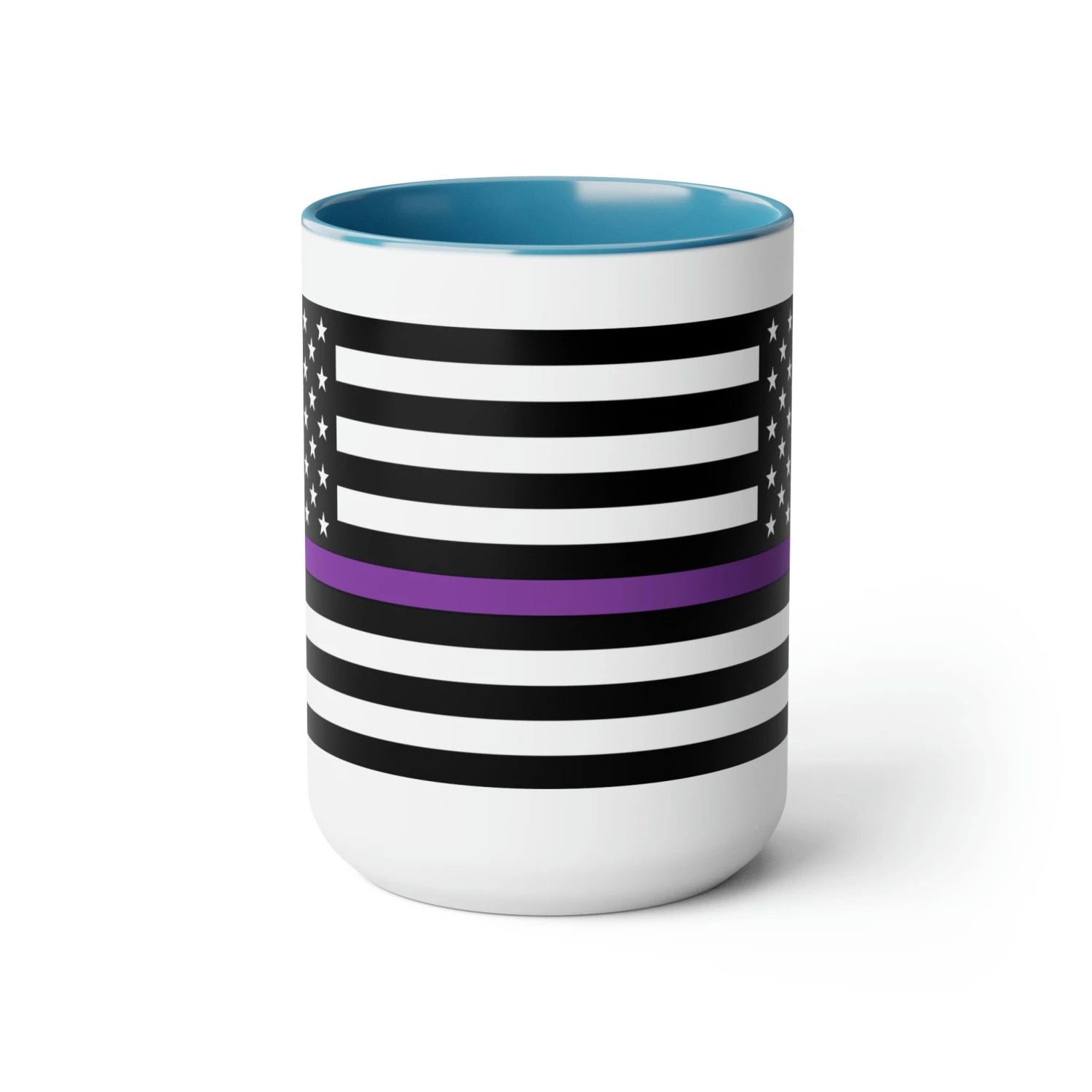 Two-Tone Thin Purple Line Flag Coffee Mugs, 15oz - Image 7