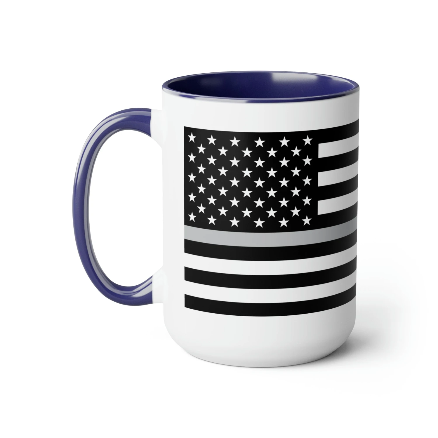 Two-Tone Thin Silver Line Flag Coffee Mugs, 15oz - Image 11
