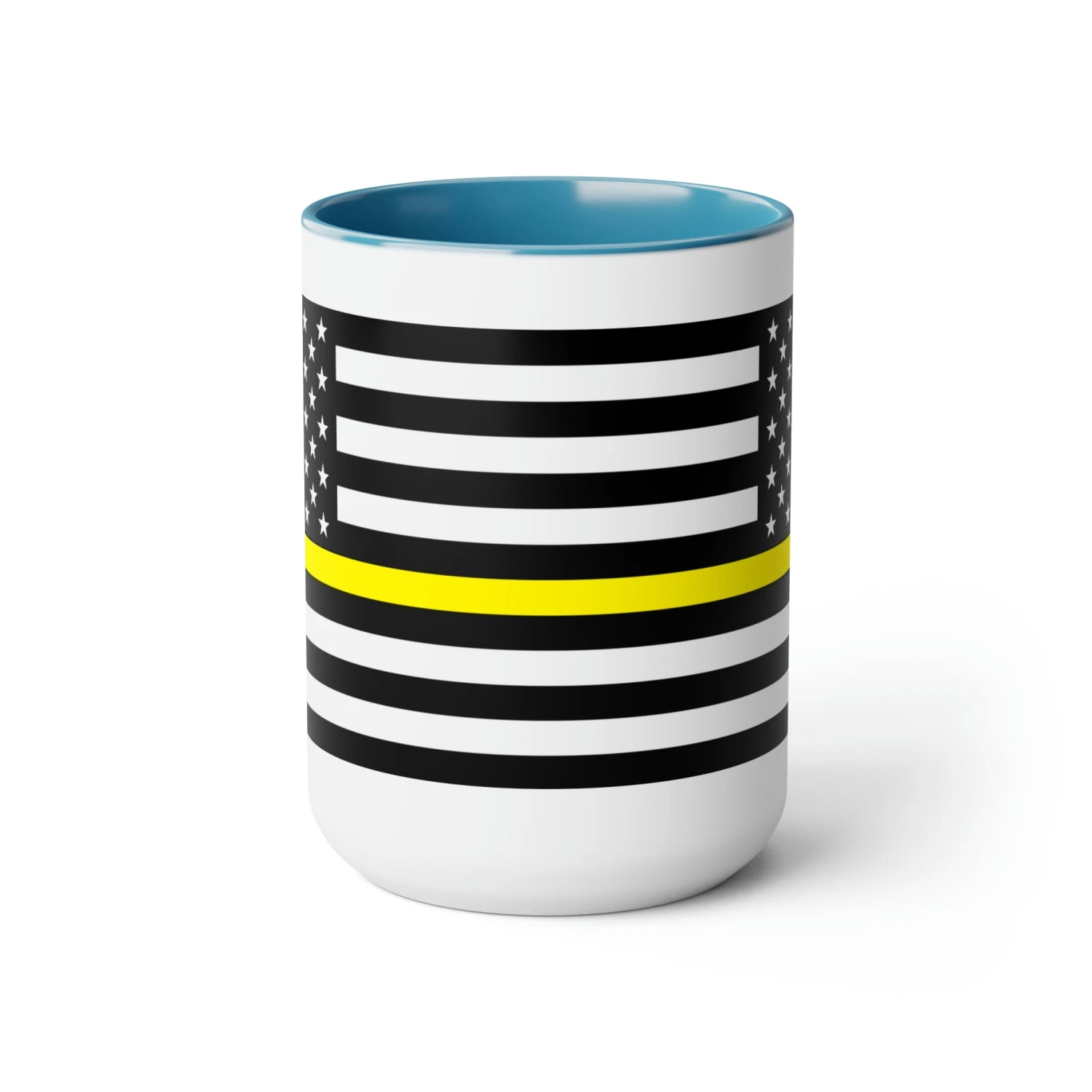Two-Tone Thin Yellow Line Flag Coffee Mugs, 15oz - Image 7