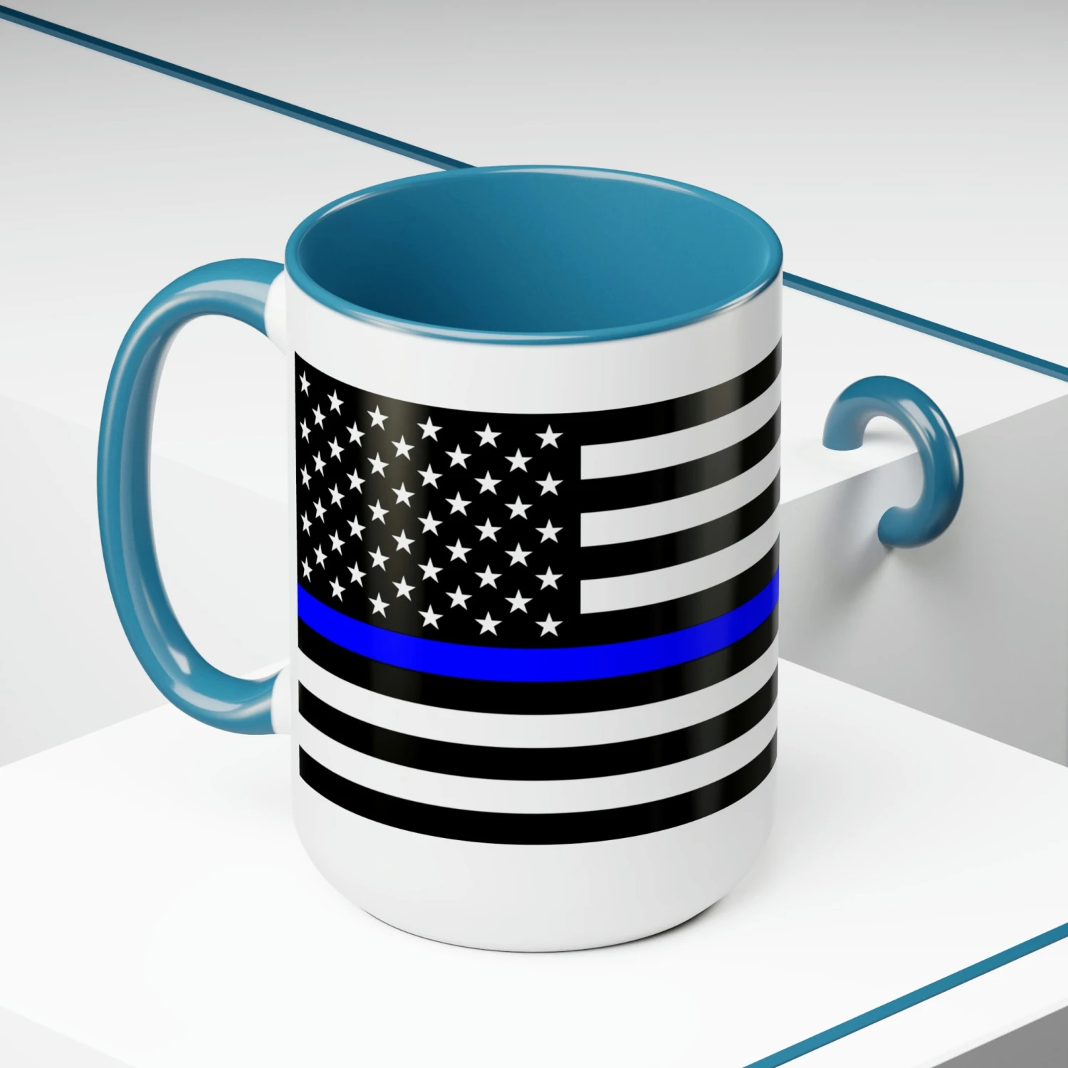 Two-Tone Thin Blue Line Flag Coffee Mugs, 15oz - Image 10