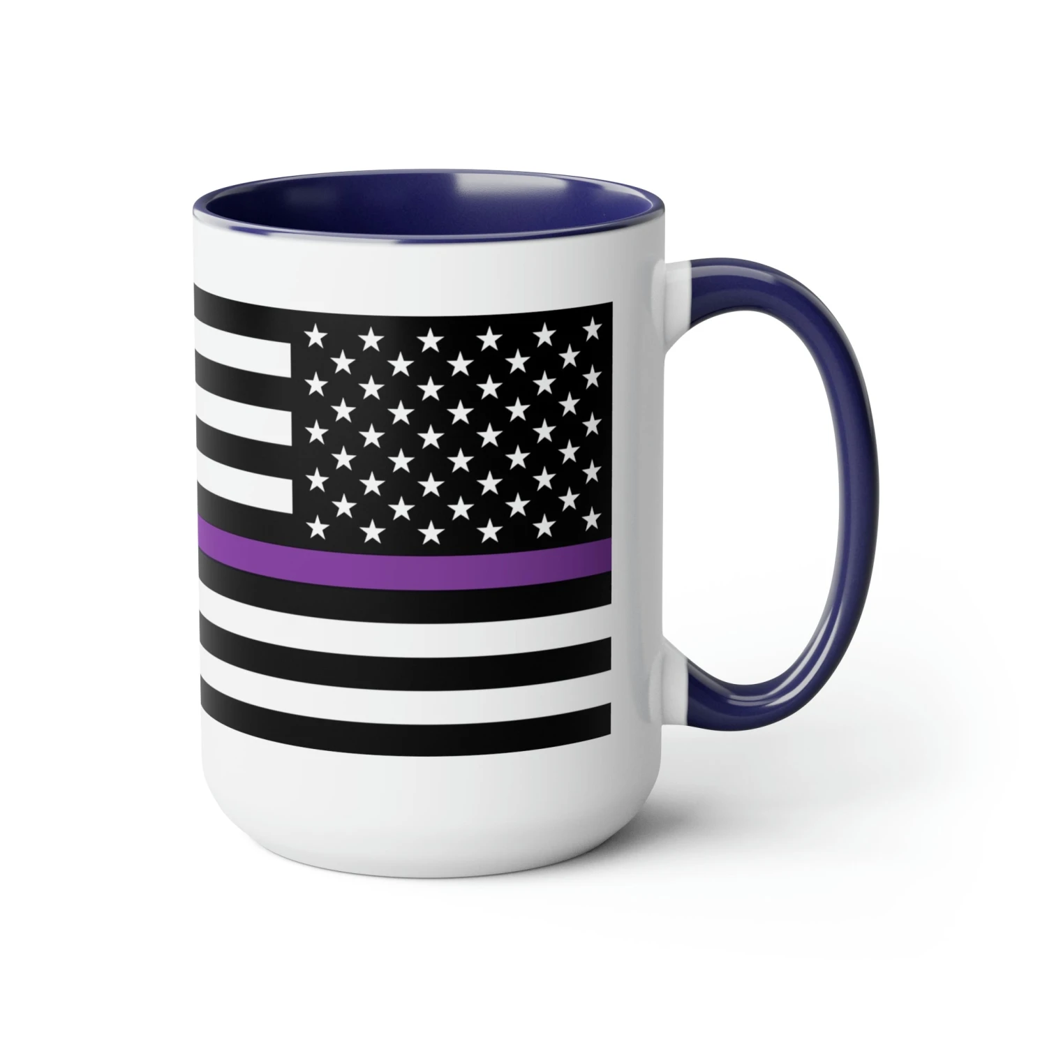 Two-Tone Thin Purple Line Flag Coffee Mugs, 15oz - Image 13