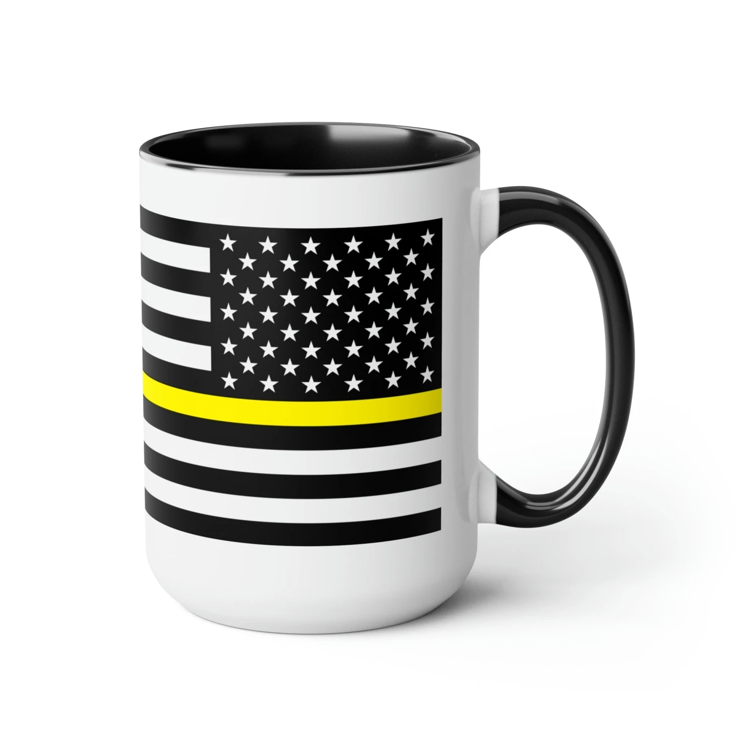 Two-Tone Thin Yellow Line Flag Coffee Mugs, 15oz - Image 3