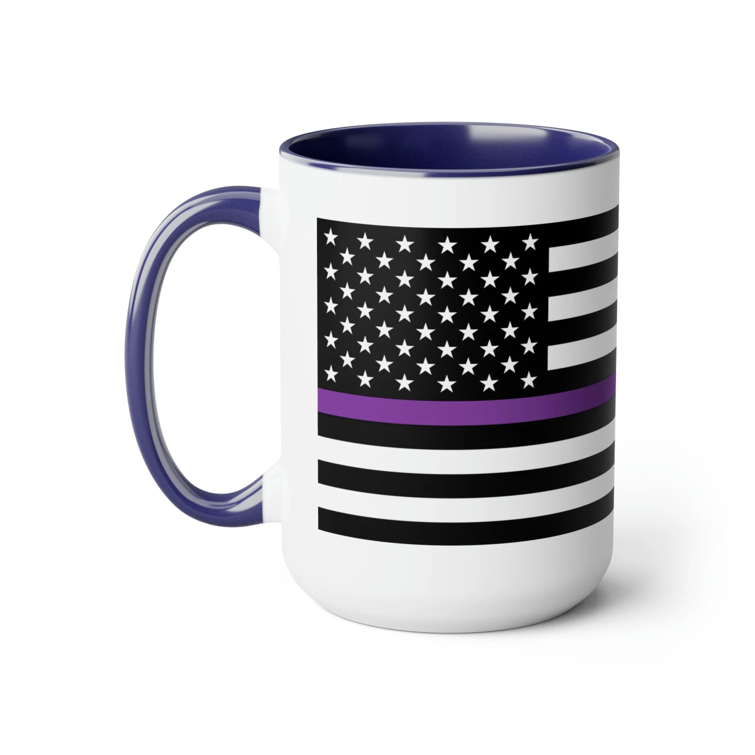 Two-Tone Thin Purple Line Flag Coffee Mugs, 15oz - Image 11