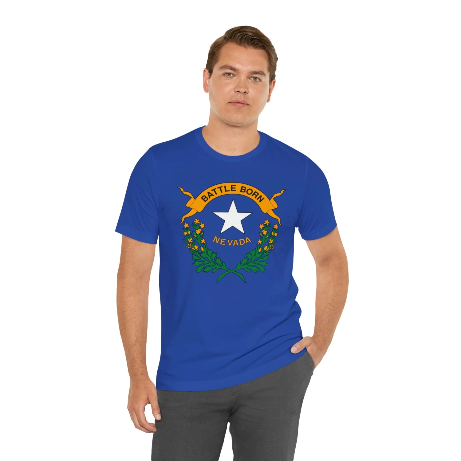 Nevada State Flag T Shirt: Bella + Canvas 3001 - Image 5