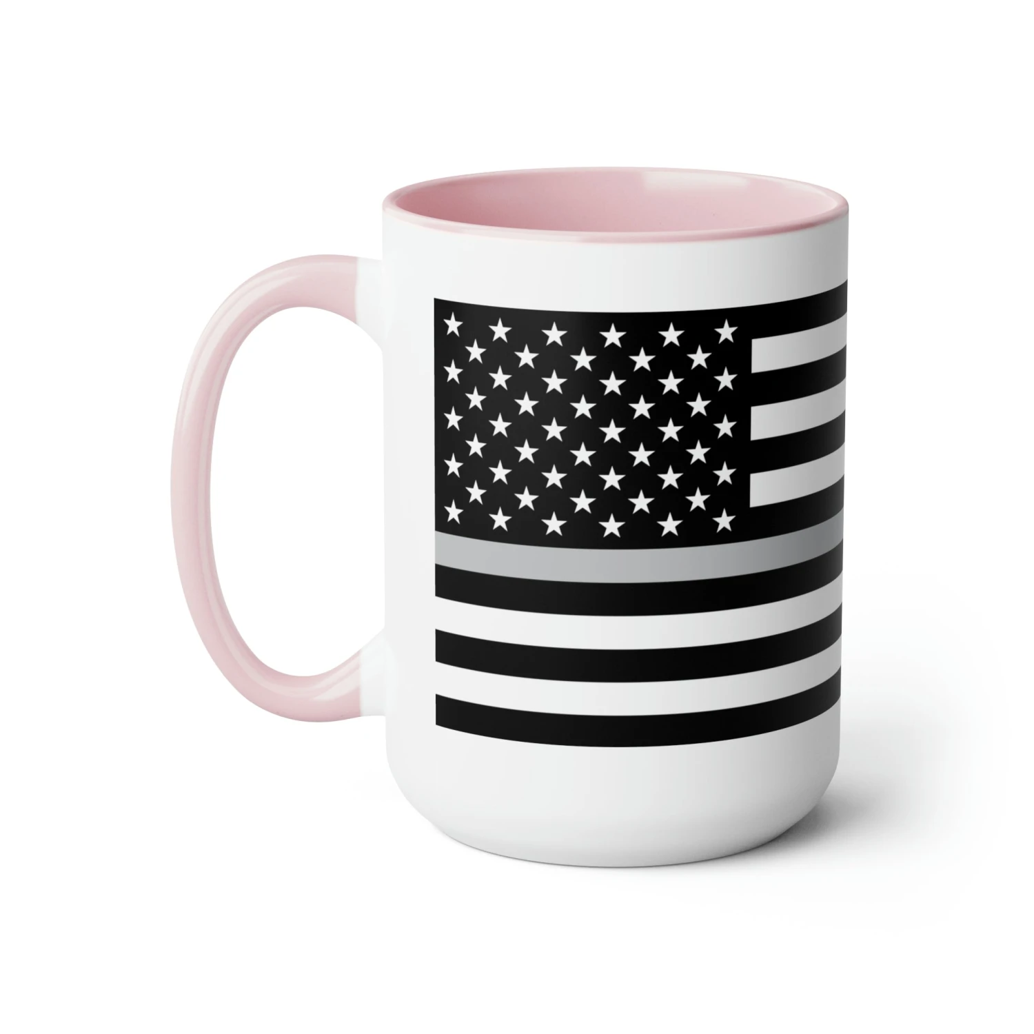 Two-Tone Thin Silver Line Flag Coffee Mugs, 15oz - Image 16