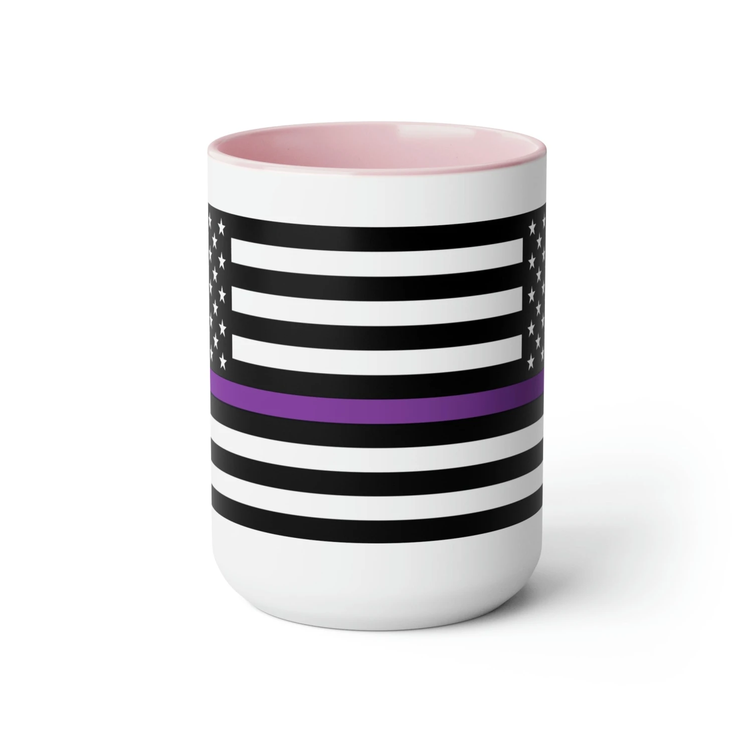 Two-Tone Thin Purple Line Flag Coffee Mugs, 15oz - Image 17