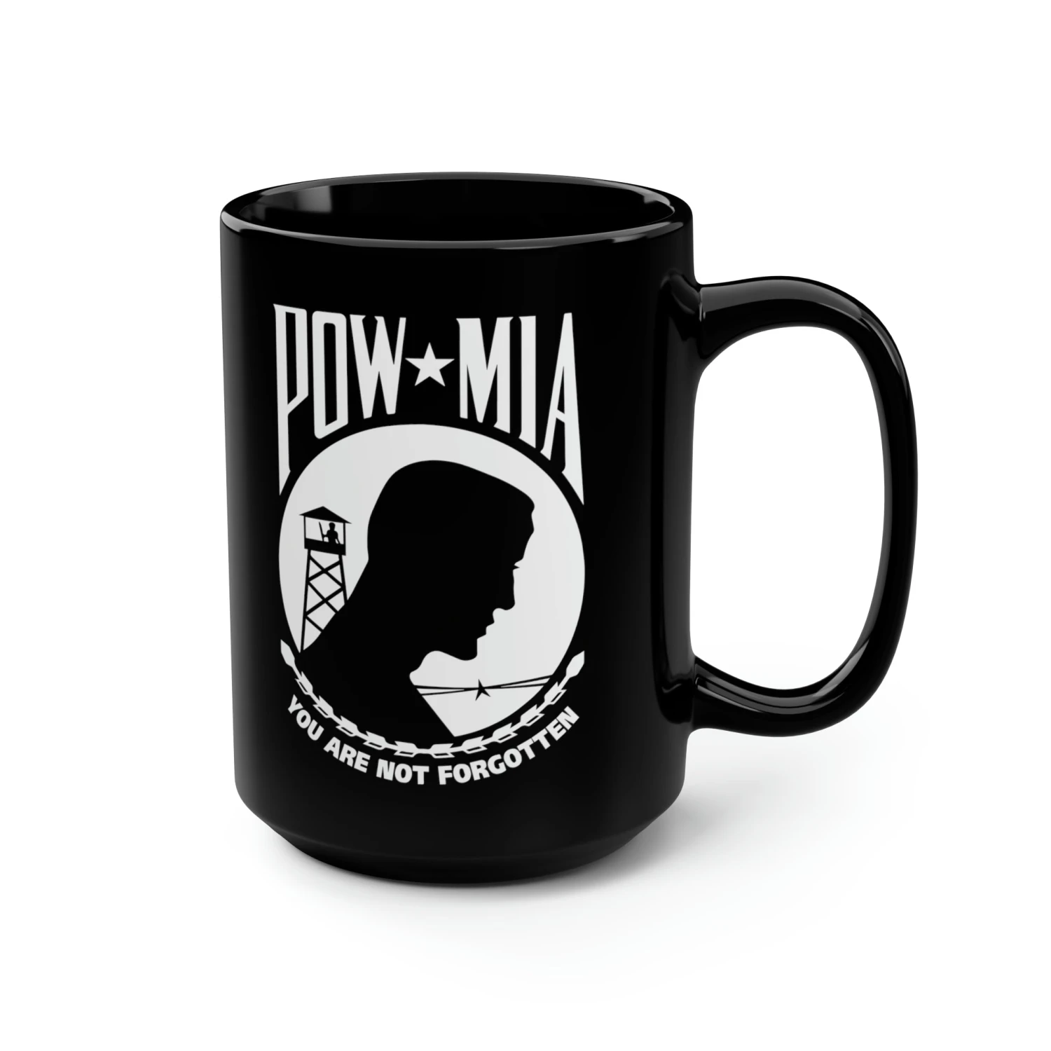 POW-MIA Flag Mug - 15 Oz Black Mug - Image 3