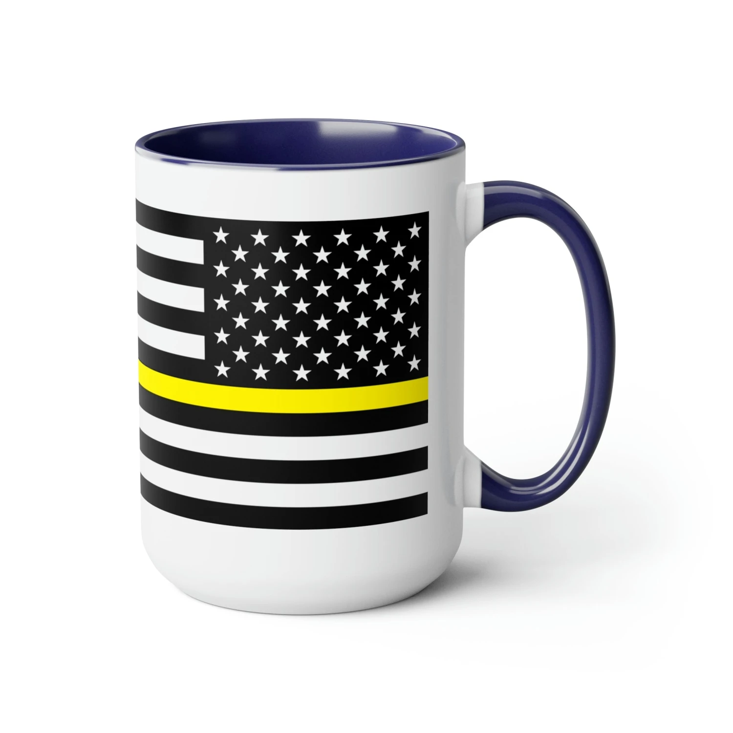 Two-Tone Thin Yellow Line Flag Coffee Mugs, 15oz - Image 13