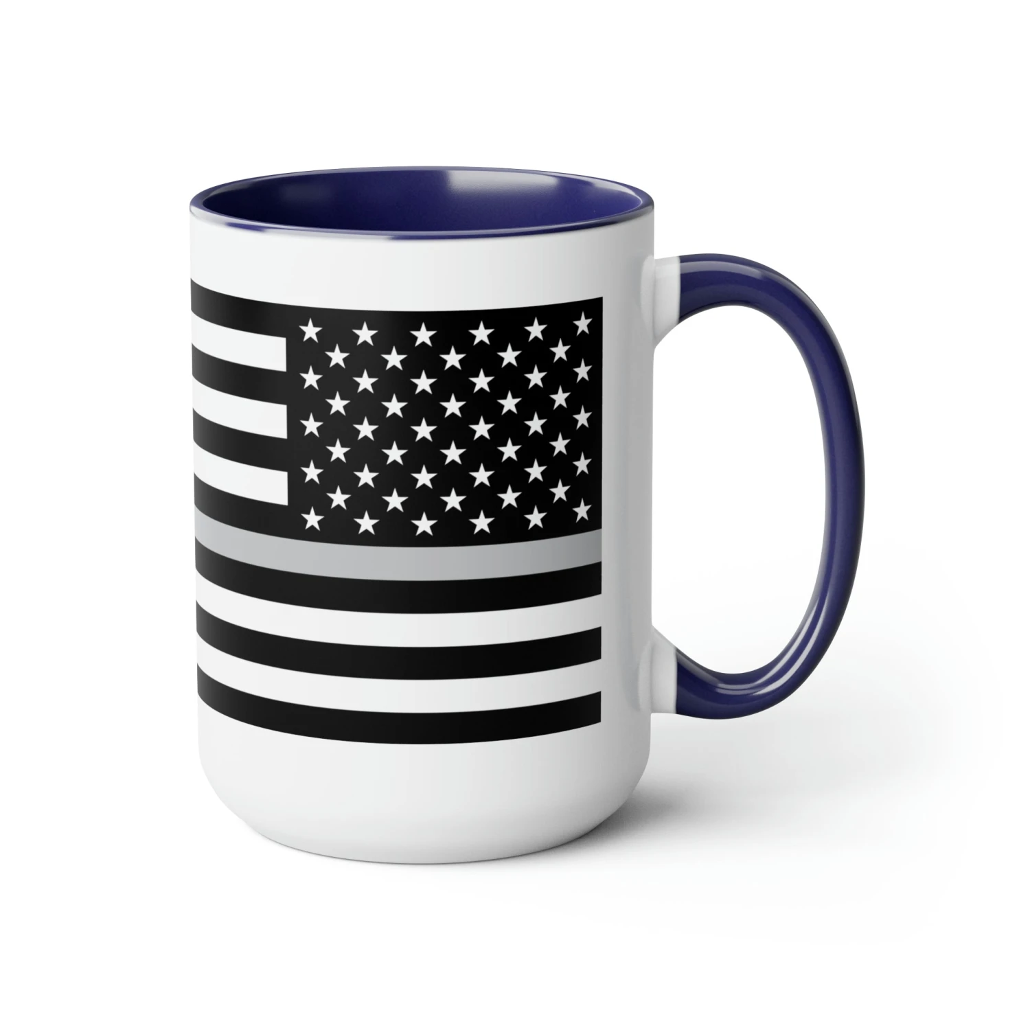 Two-Tone Thin Silver Line Flag Coffee Mugs, 15oz - Image 13