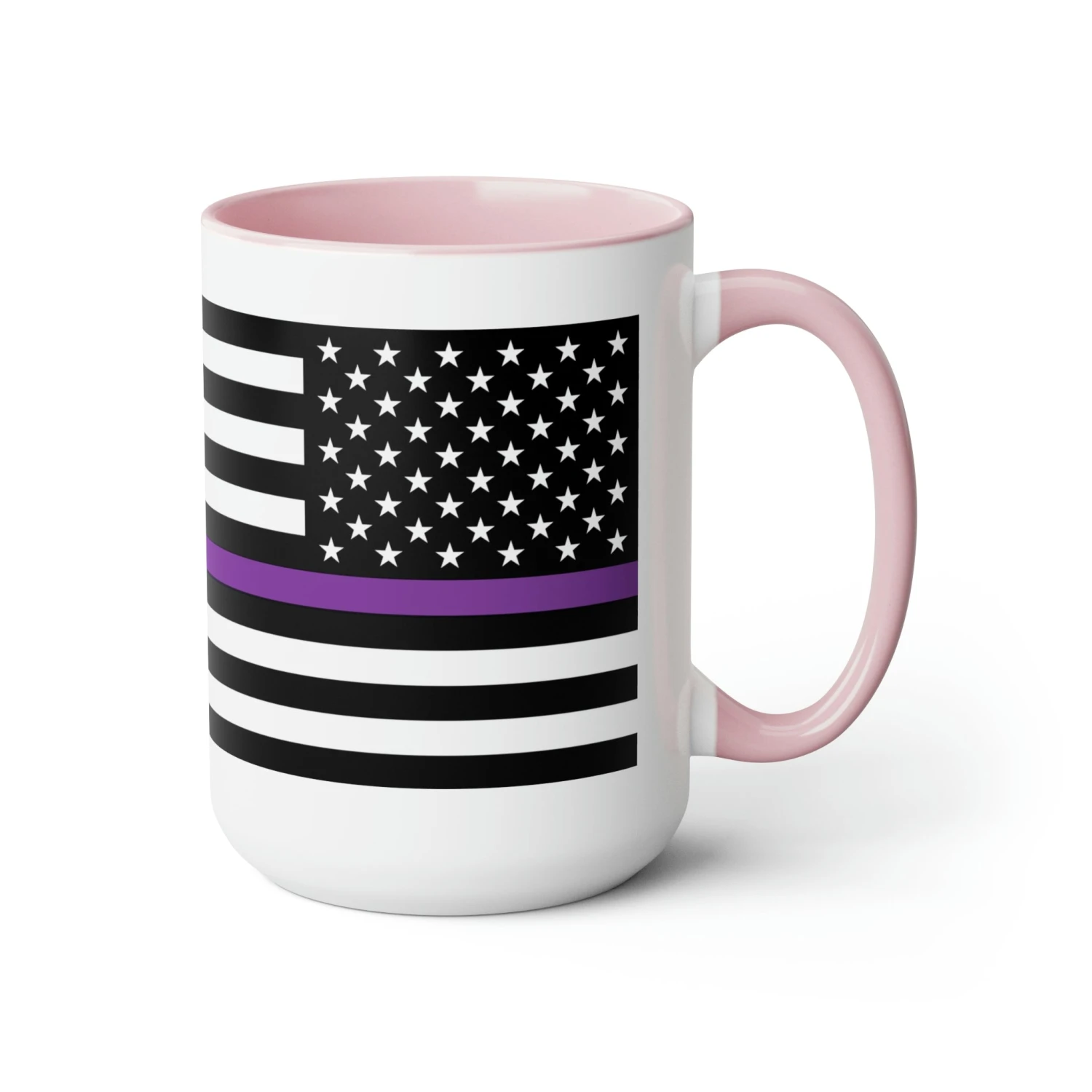 Two-Tone Thin Purple Line Flag Coffee Mugs, 15oz - Image 18