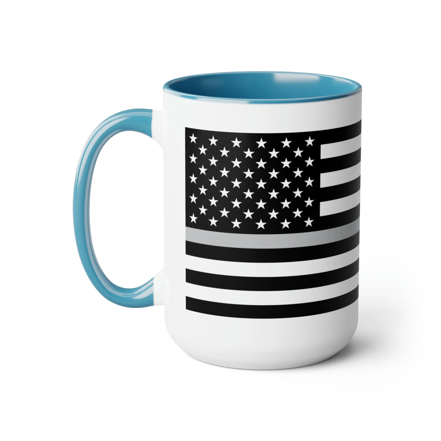 Two-Tone Thin Silver Line Flag Coffee Mugs, 15oz - Image 6