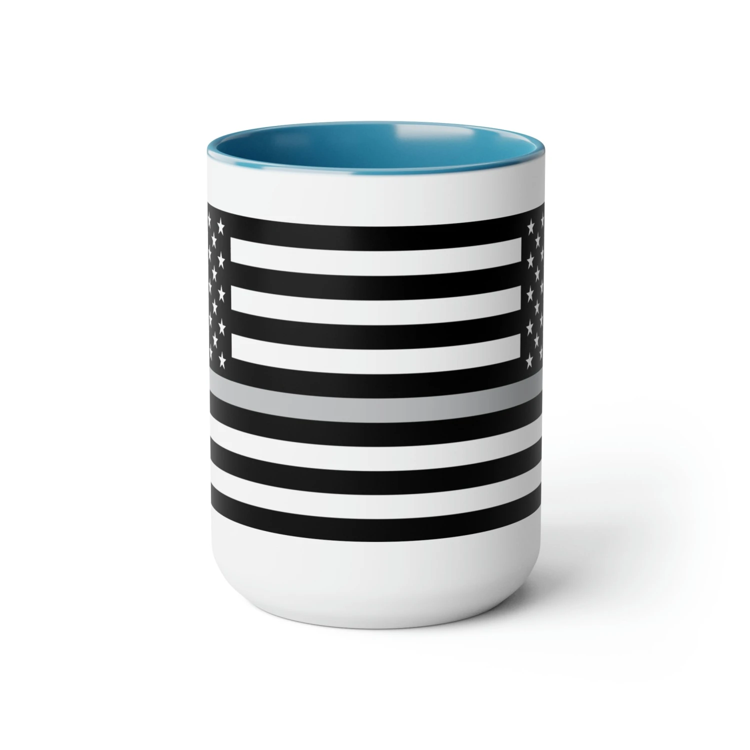 Two-Tone Thin Silver Line Flag Coffee Mugs, 15oz - Image 7