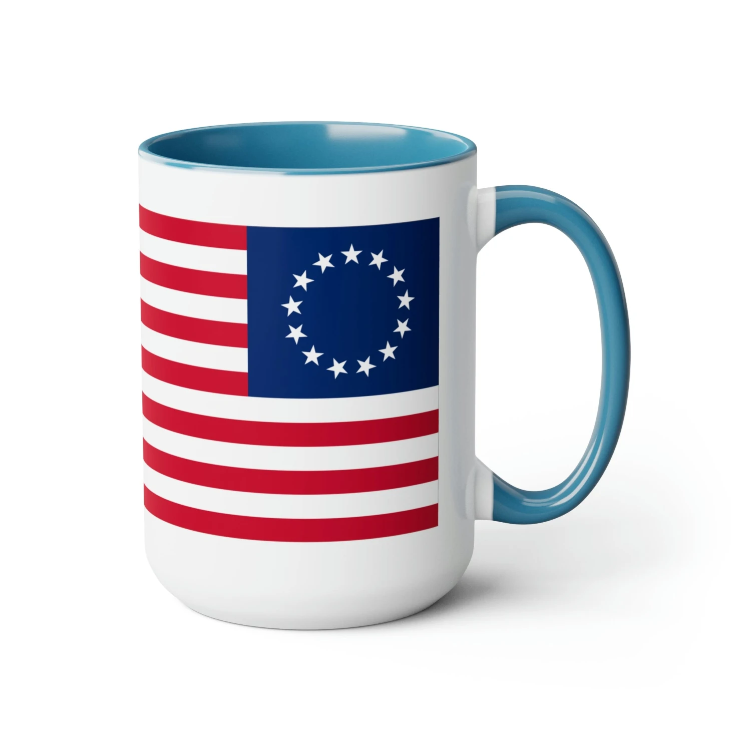 Two-Tone Betsy Ross Flag Coffee Mugs, 15oz - Image 8