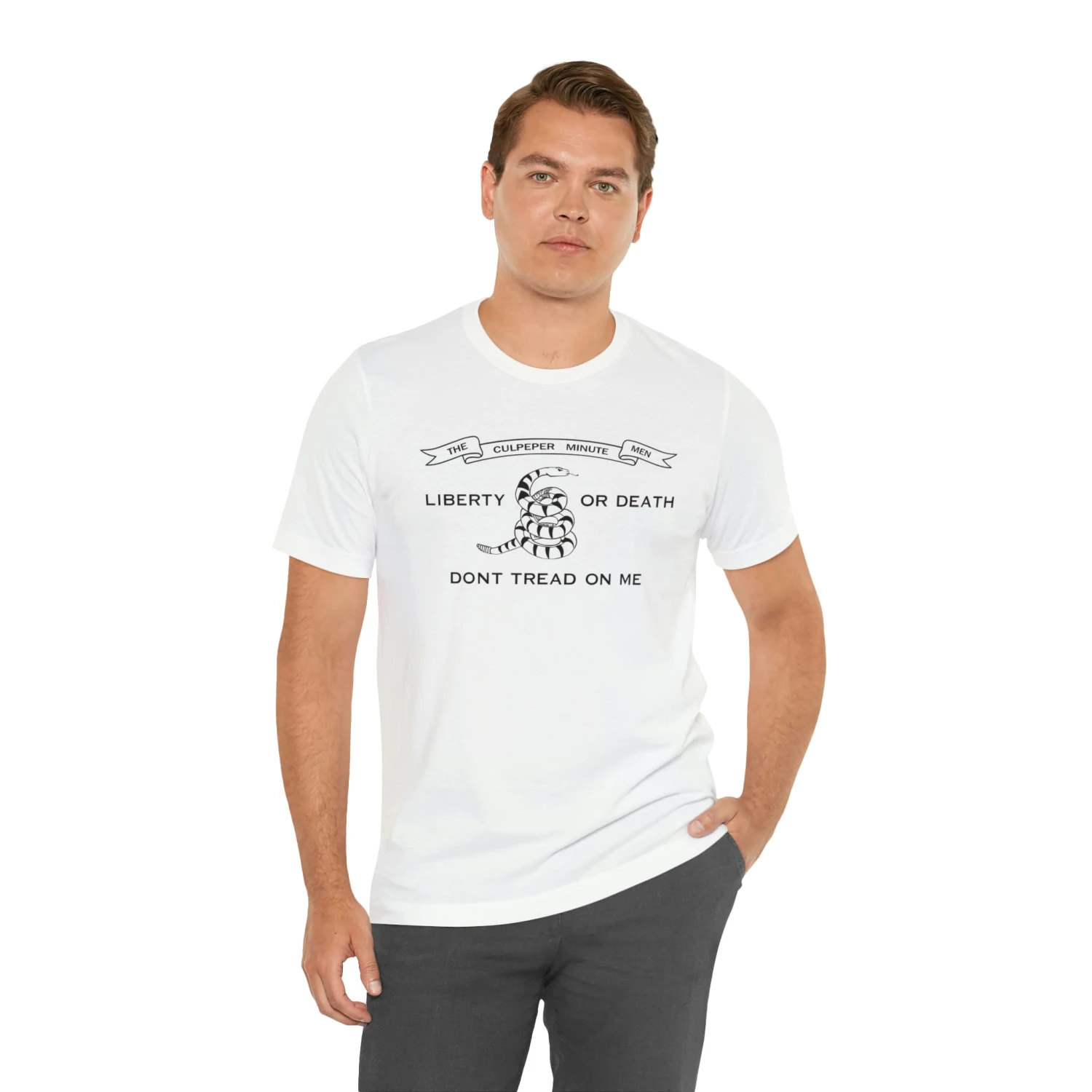 The Culpeper Minute Men Flag T Shirt: Bella + Canvas 3001 - Image 5