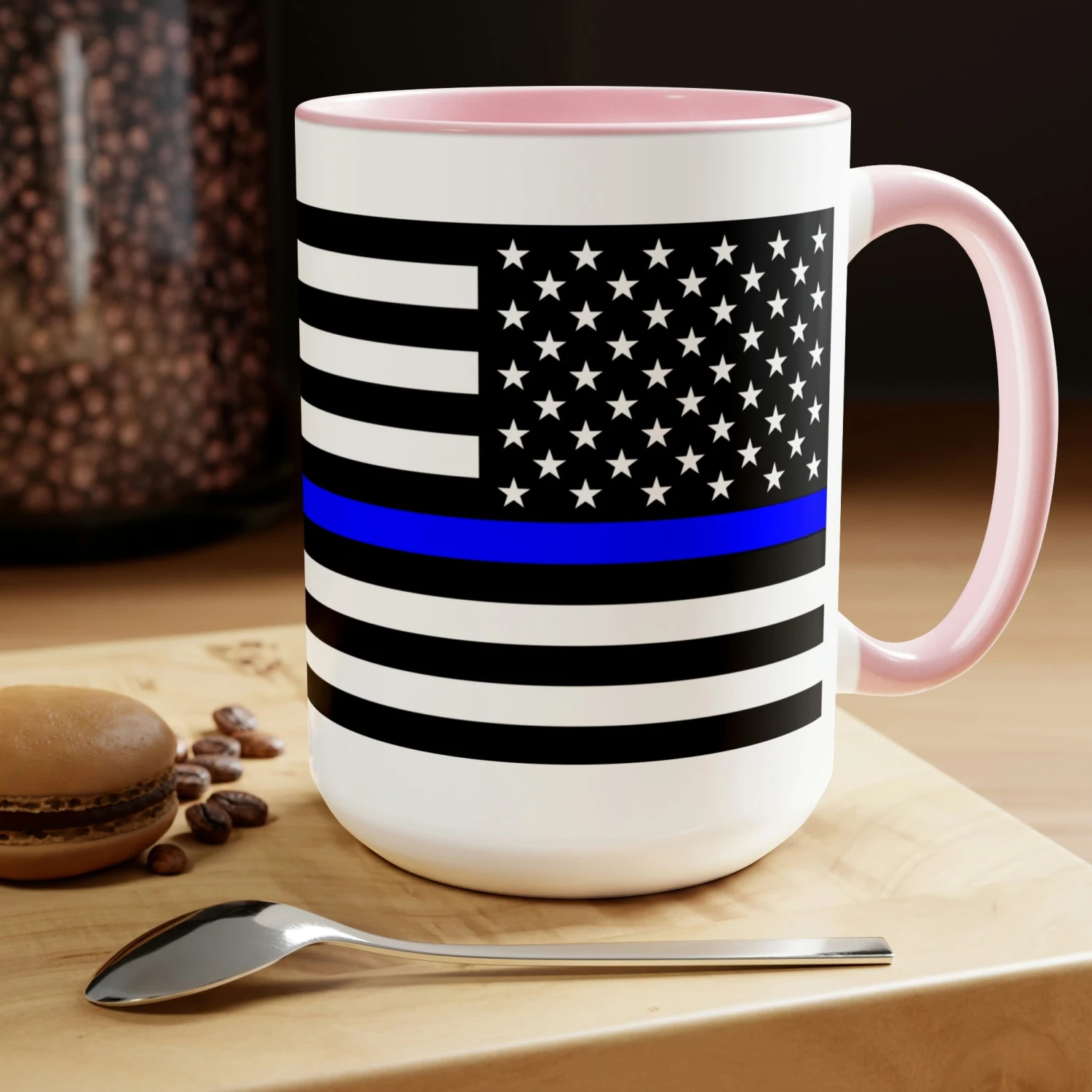 Two-Tone Thin Blue Line Flag Coffee Mugs, 15oz - Image 19