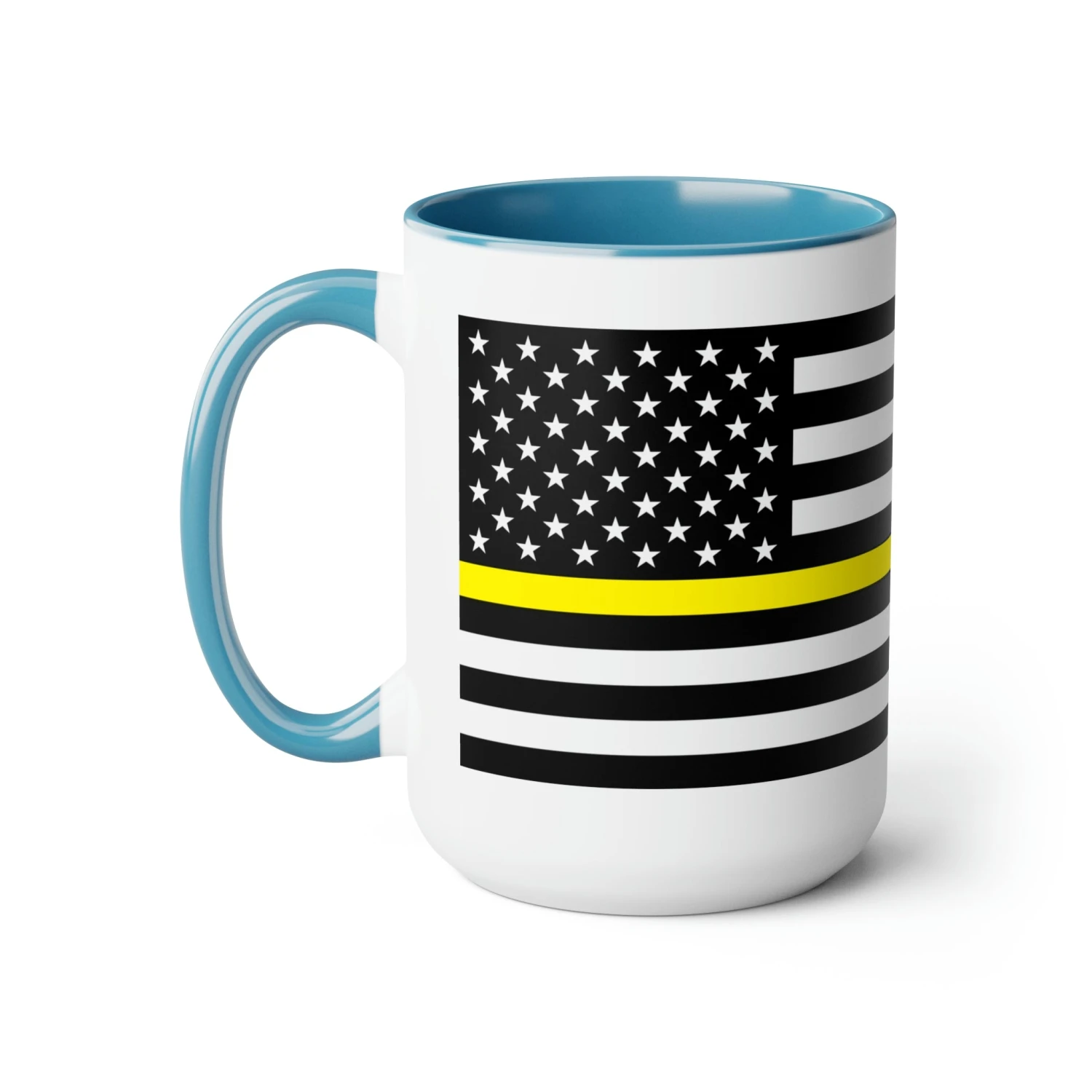Two-Tone Thin Yellow Line Flag Coffee Mugs, 15oz - Image 6