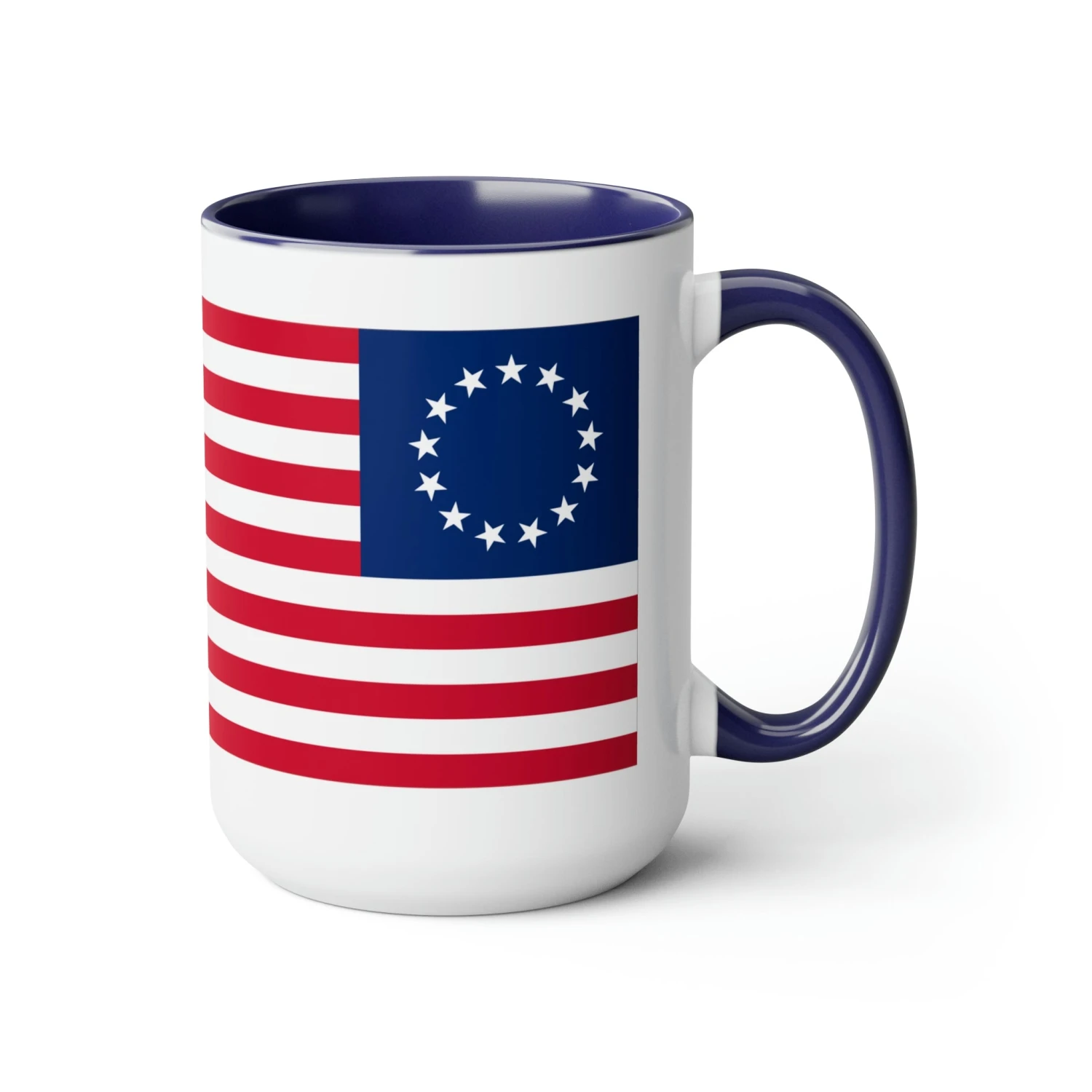 Two-Tone Betsy Ross Flag Coffee Mugs, 15oz - Image 13