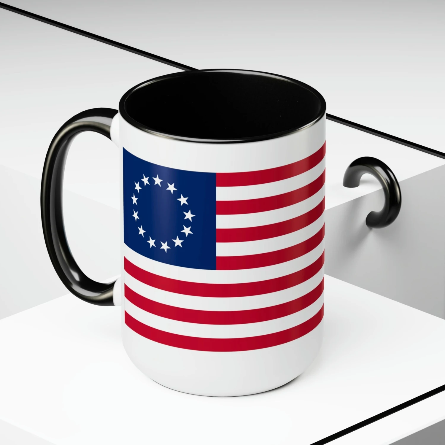 Two-Tone Betsy Ross Flag Coffee Mugs, 15oz - Image 5