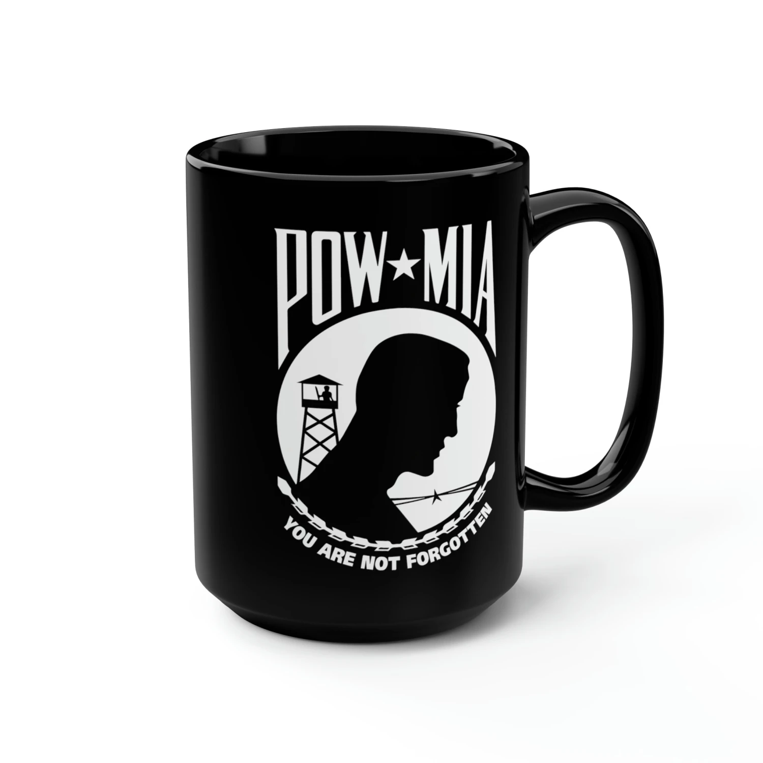 POW-MIA Flag Mug - 15 Oz Black Mug - Image 5