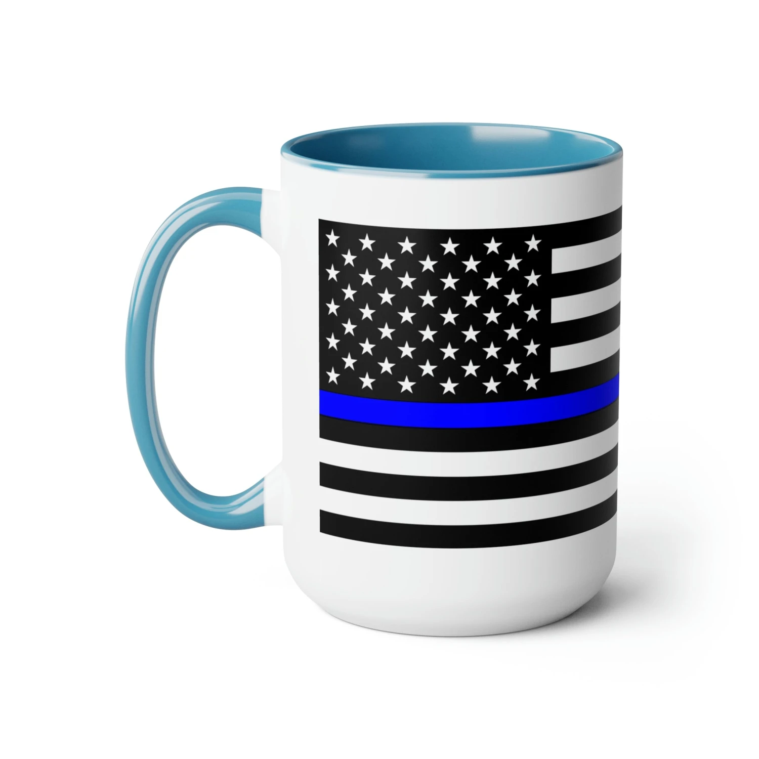 Two-Tone Thin Blue Line Flag Coffee Mugs, 15oz - Image 6