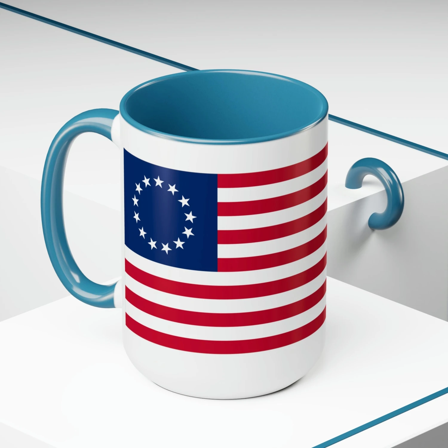 Two-Tone Betsy Ross Flag Coffee Mugs, 15oz - Image 10