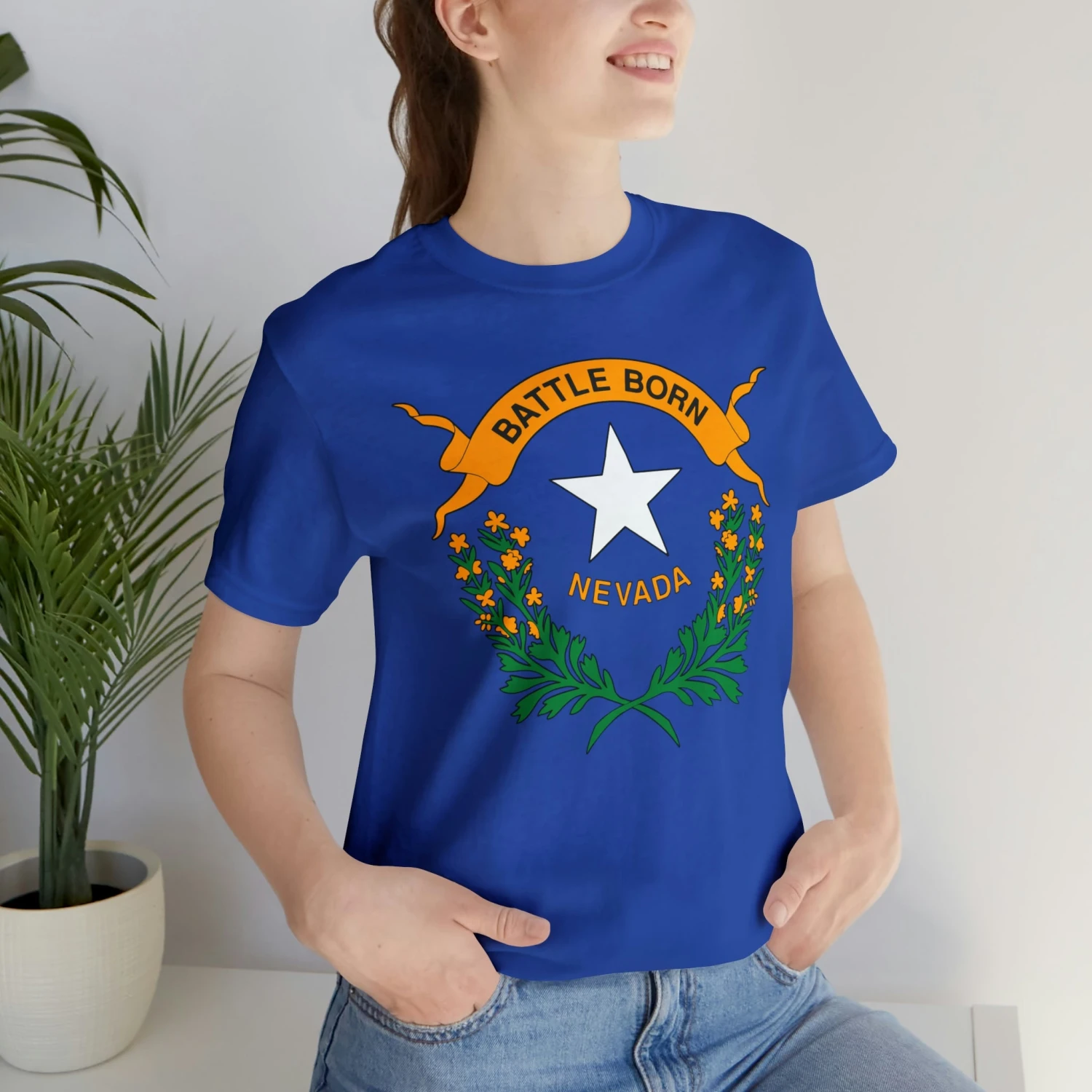 Nevada State Flag T Shirt: Bella + Canvas 3001 - Image 6