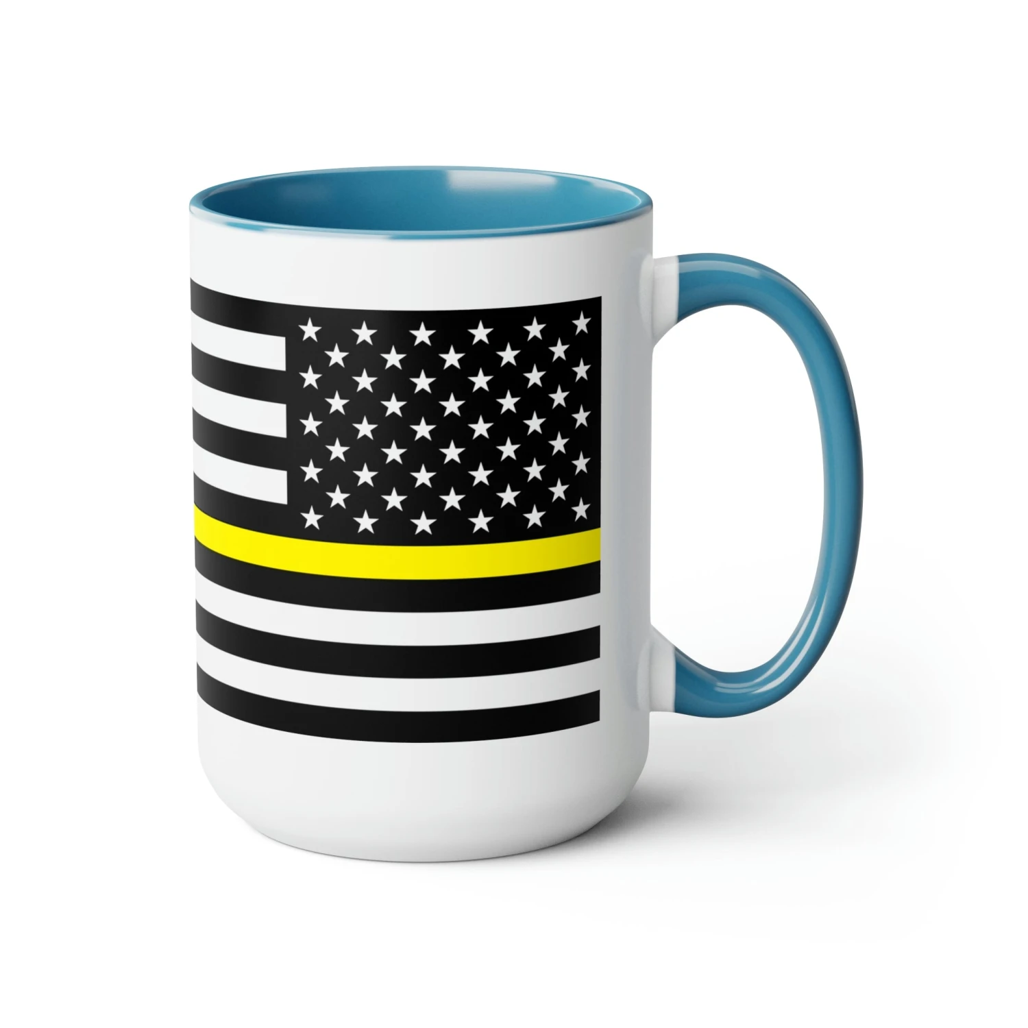 Two-Tone Thin Yellow Line Flag Coffee Mugs, 15oz - Image 8