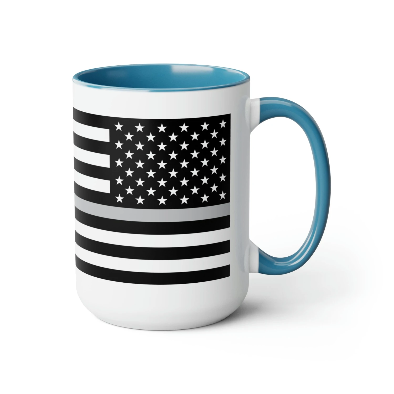 Two-Tone Thin Silver Line Flag Coffee Mugs, 15oz - Image 8
