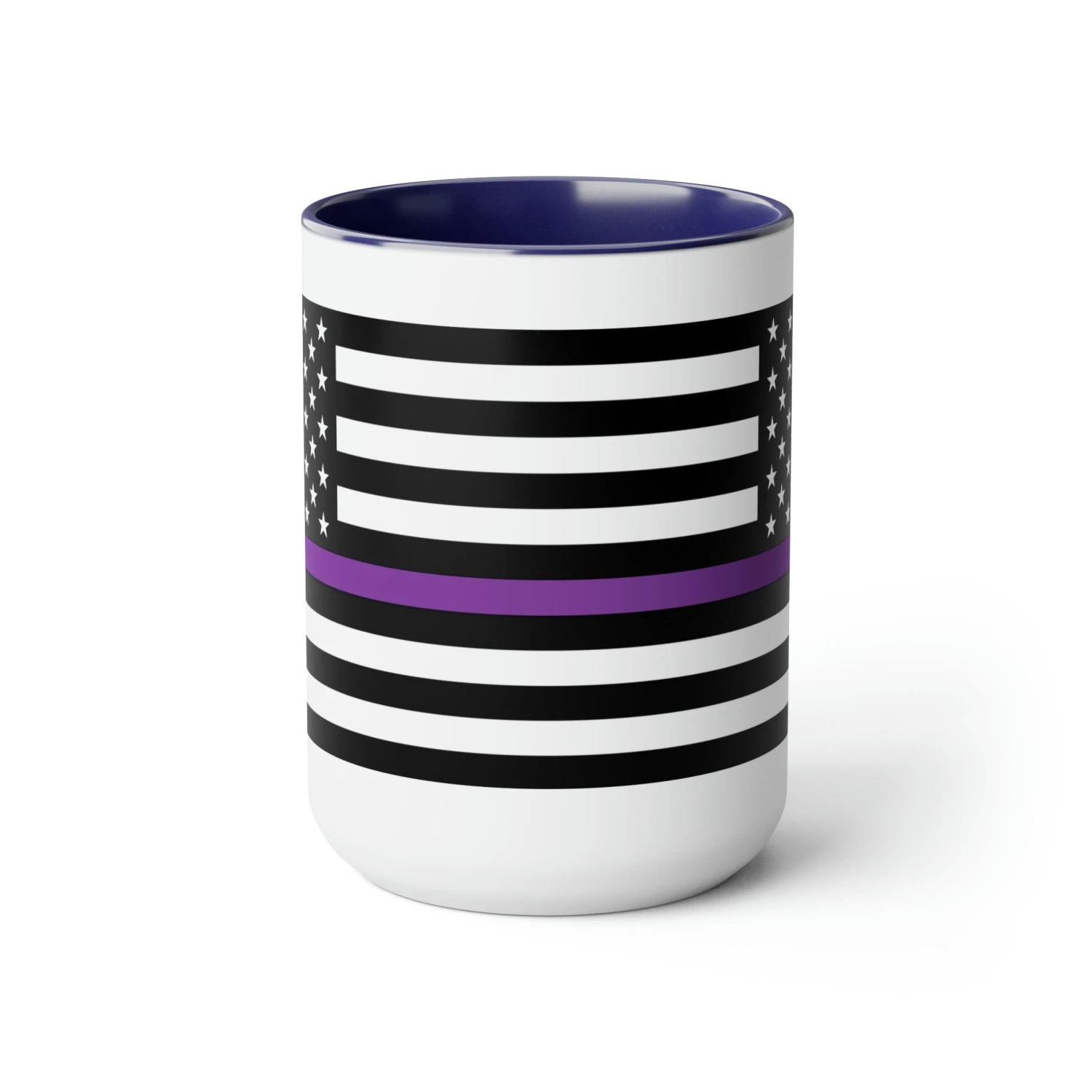 Two-Tone Thin Purple Line Flag Coffee Mugs, 15oz - Image 12
