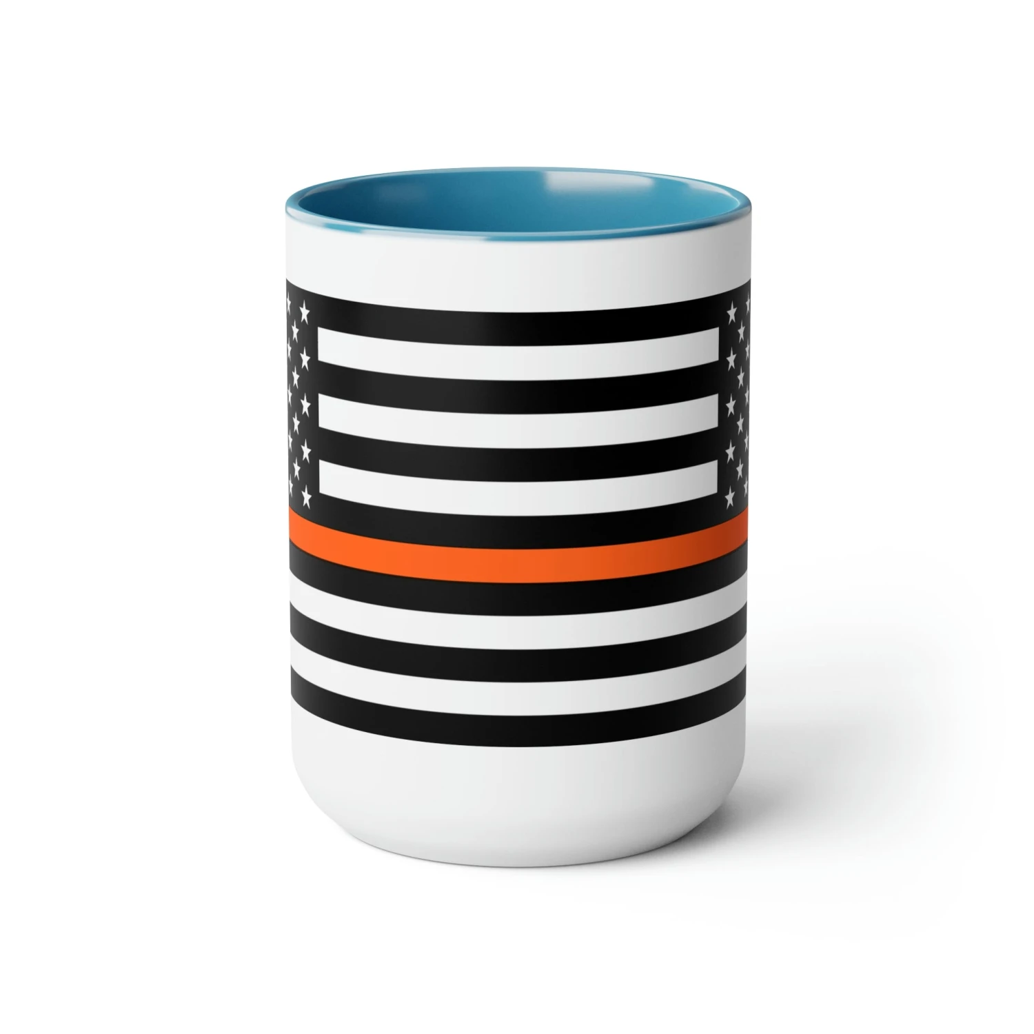 Two-Tone Thin Orange Line Flag Coffee Mugs, 15oz - Image 7