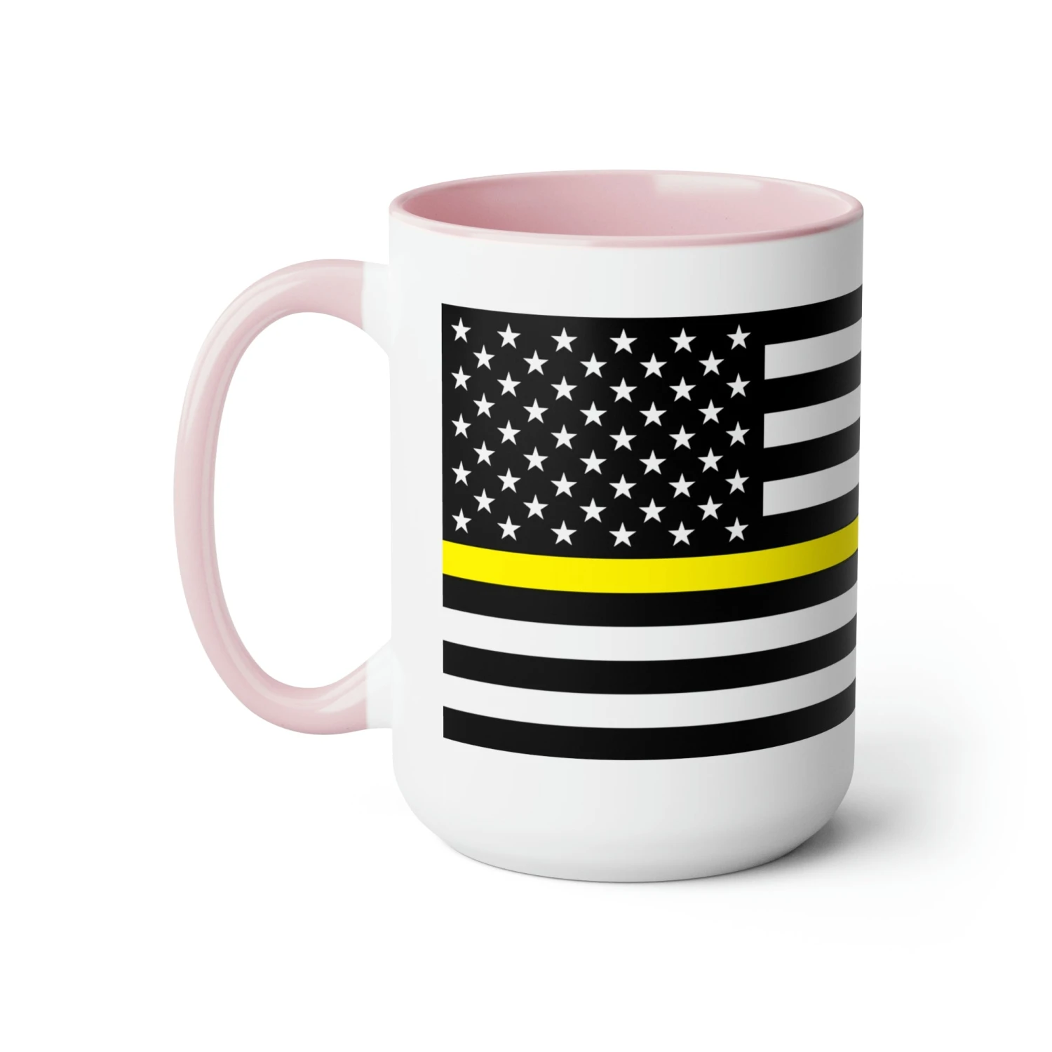 Two-Tone Thin Yellow Line Flag Coffee Mugs, 15oz - Image 16