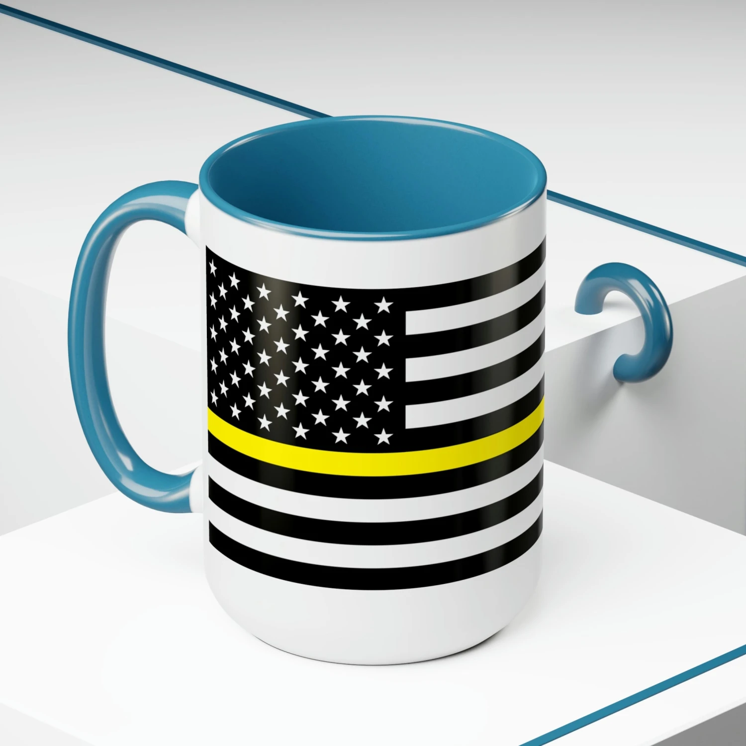 Two-Tone Thin Yellow Line Flag Coffee Mugs, 15oz - Image 10