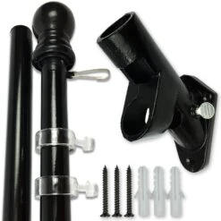 PATRIOT™ Flag Pole And ROGUE™ Bracket Kit - Classic Black (6ft, 1" Diameter)