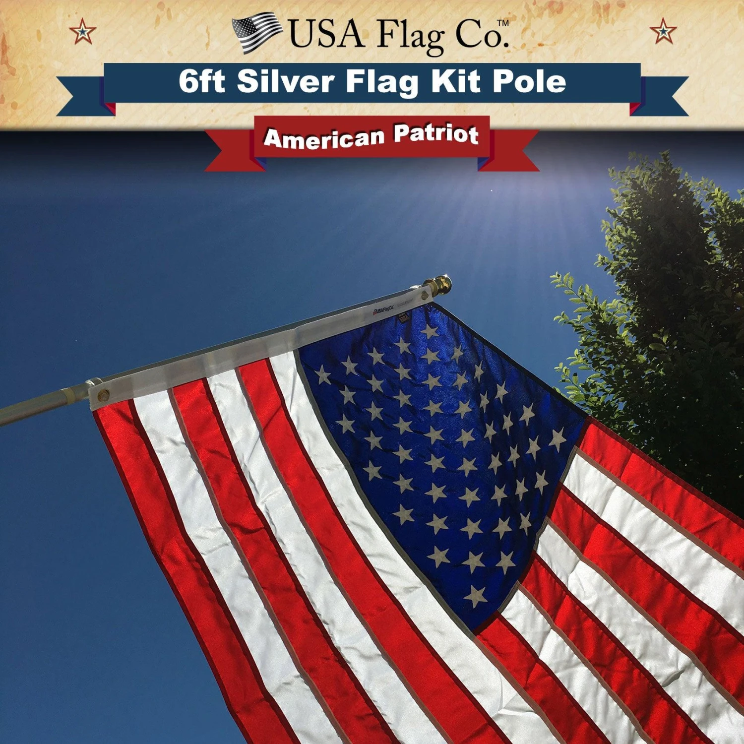 PATRIOTâ„¢ Flag Pole And FREEDOMâ„¢ Bracket Kit - Brushed Aluminum (6ft, 1-inch Diameter) - Image 11