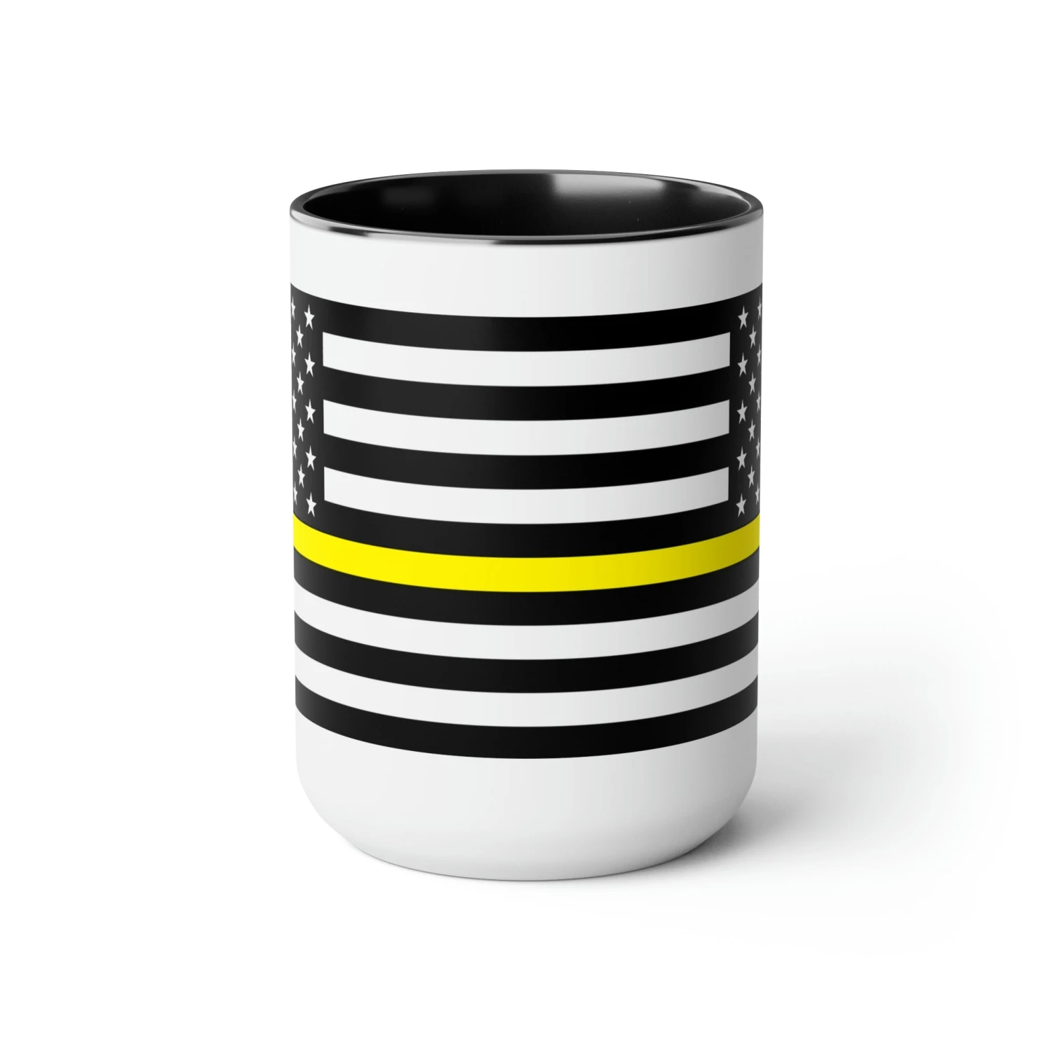 Two-Tone Thin Yellow Line Flag Coffee Mugs, 15oz - Image 2