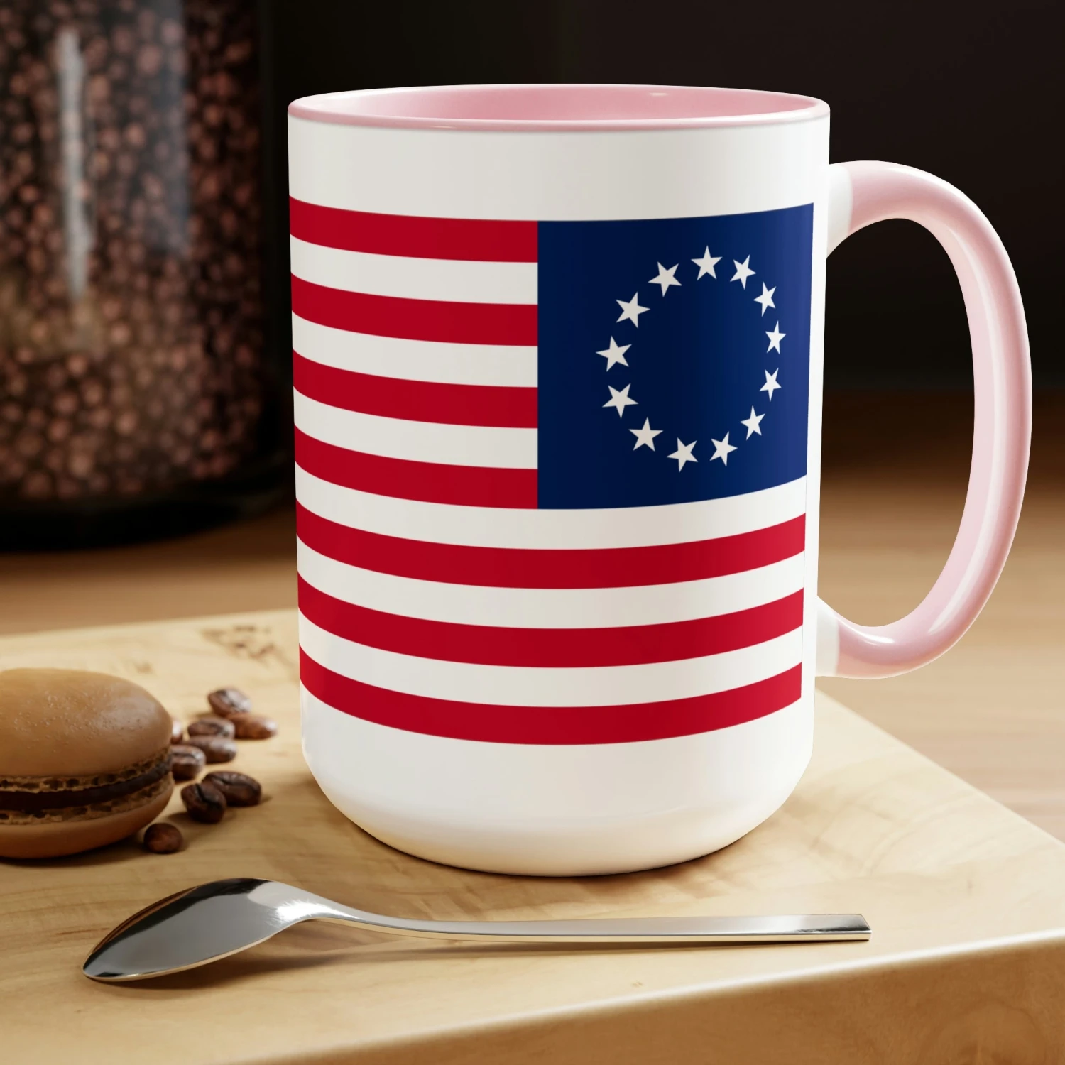Two-Tone Betsy Ross Flag Coffee Mugs, 15oz - Image 18