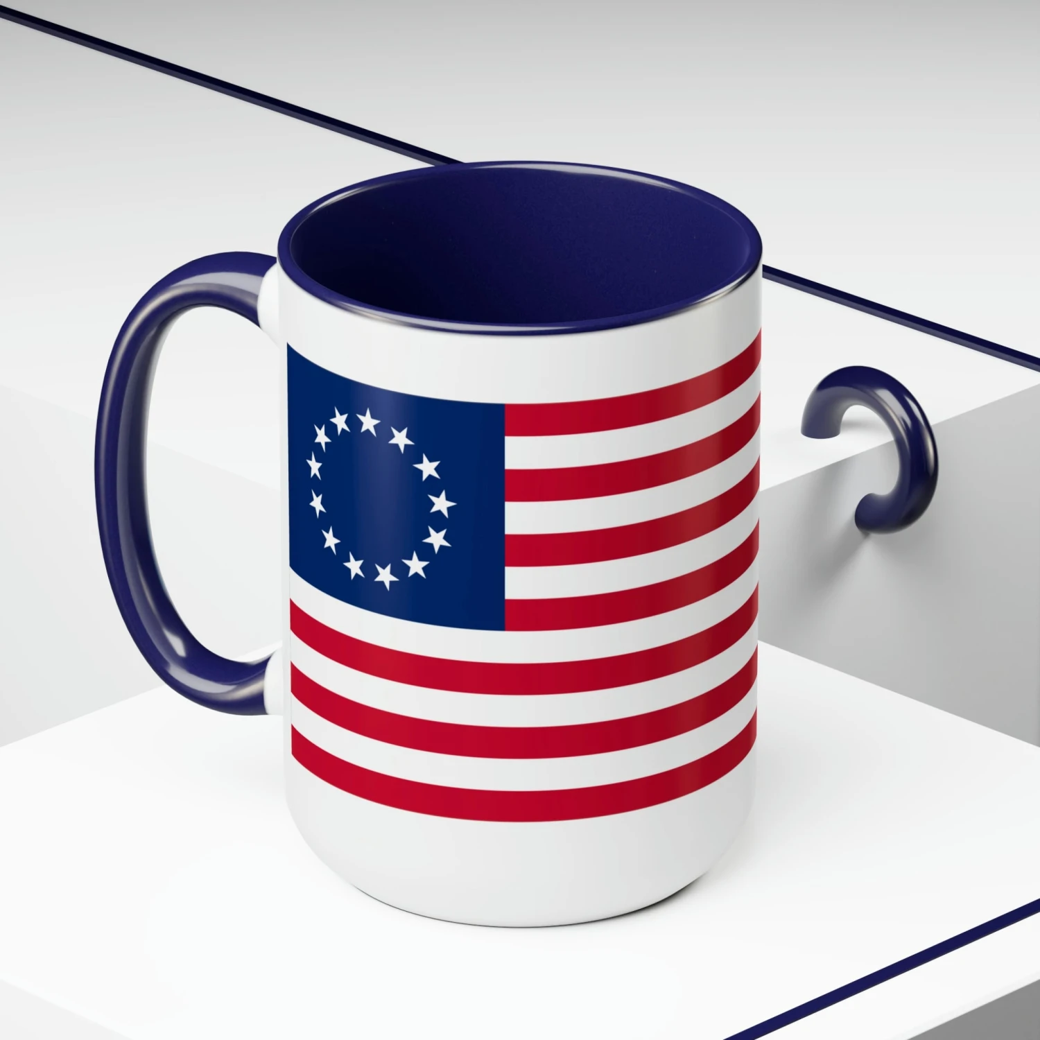 Two-Tone Betsy Ross Flag Coffee Mugs, 15oz - Image 15